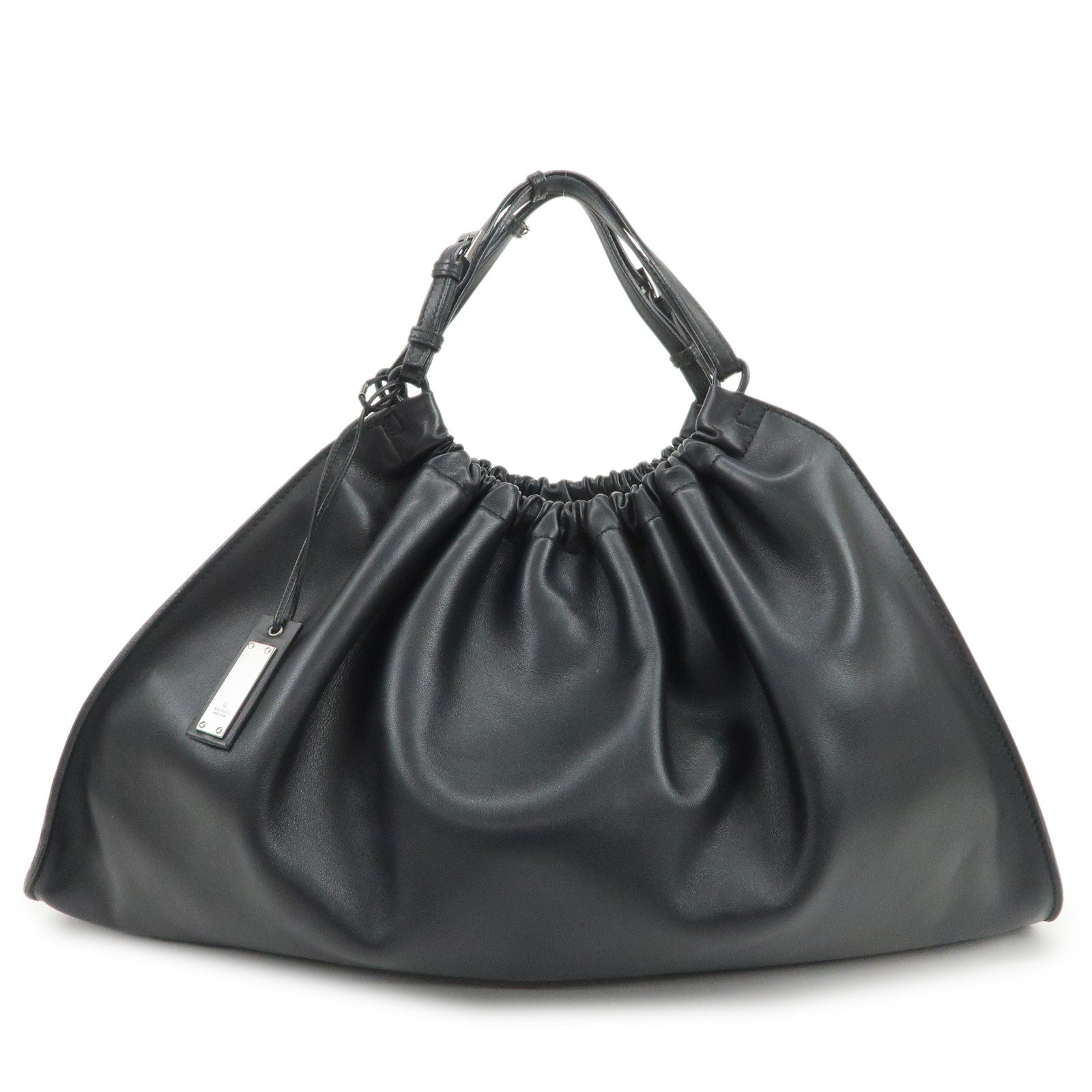 GUCCI Leather Tote Bag Hand Bag Black 76554