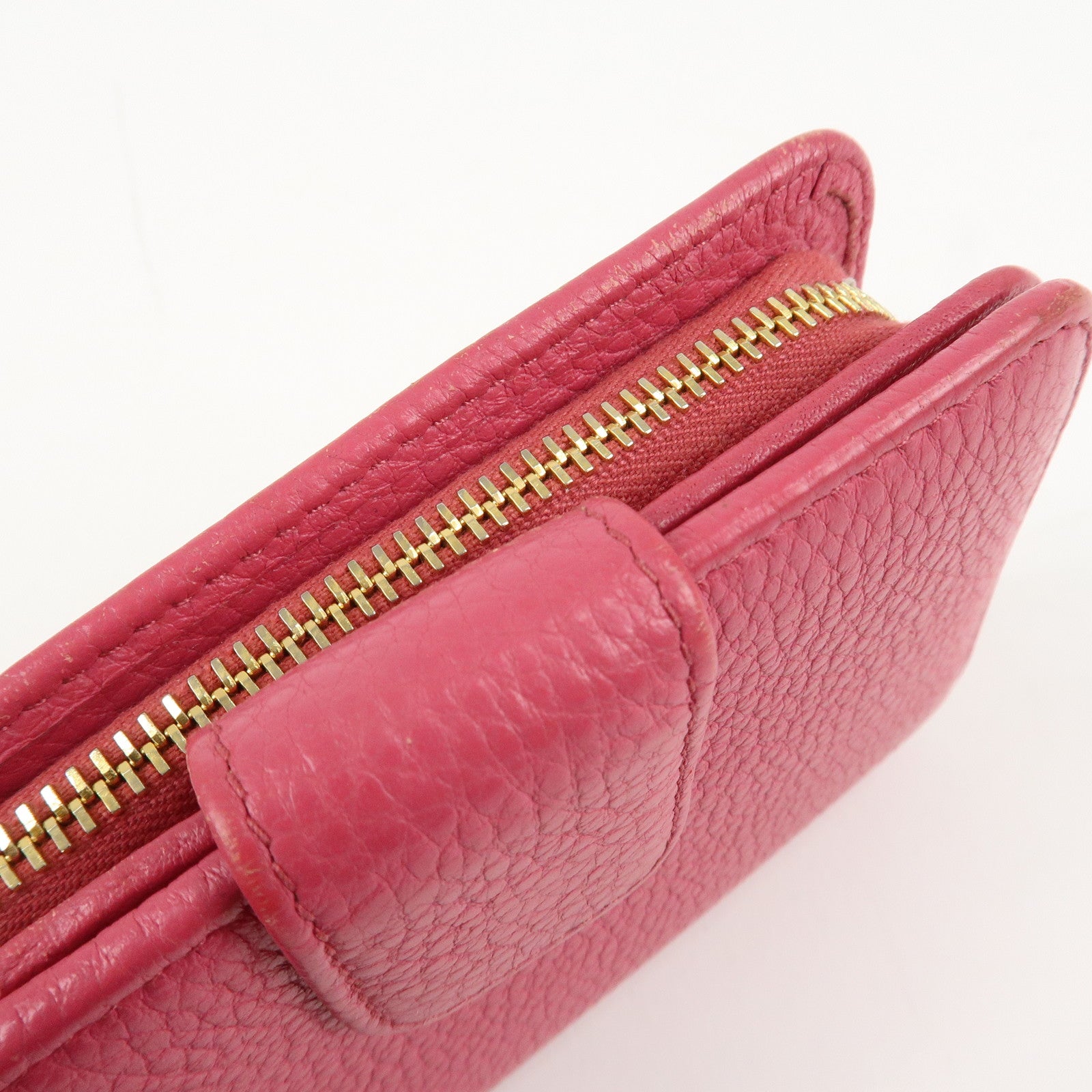 PRADA Logo Leather Bi-Fold Wallet Small Wallet Pink 1ML018 Used