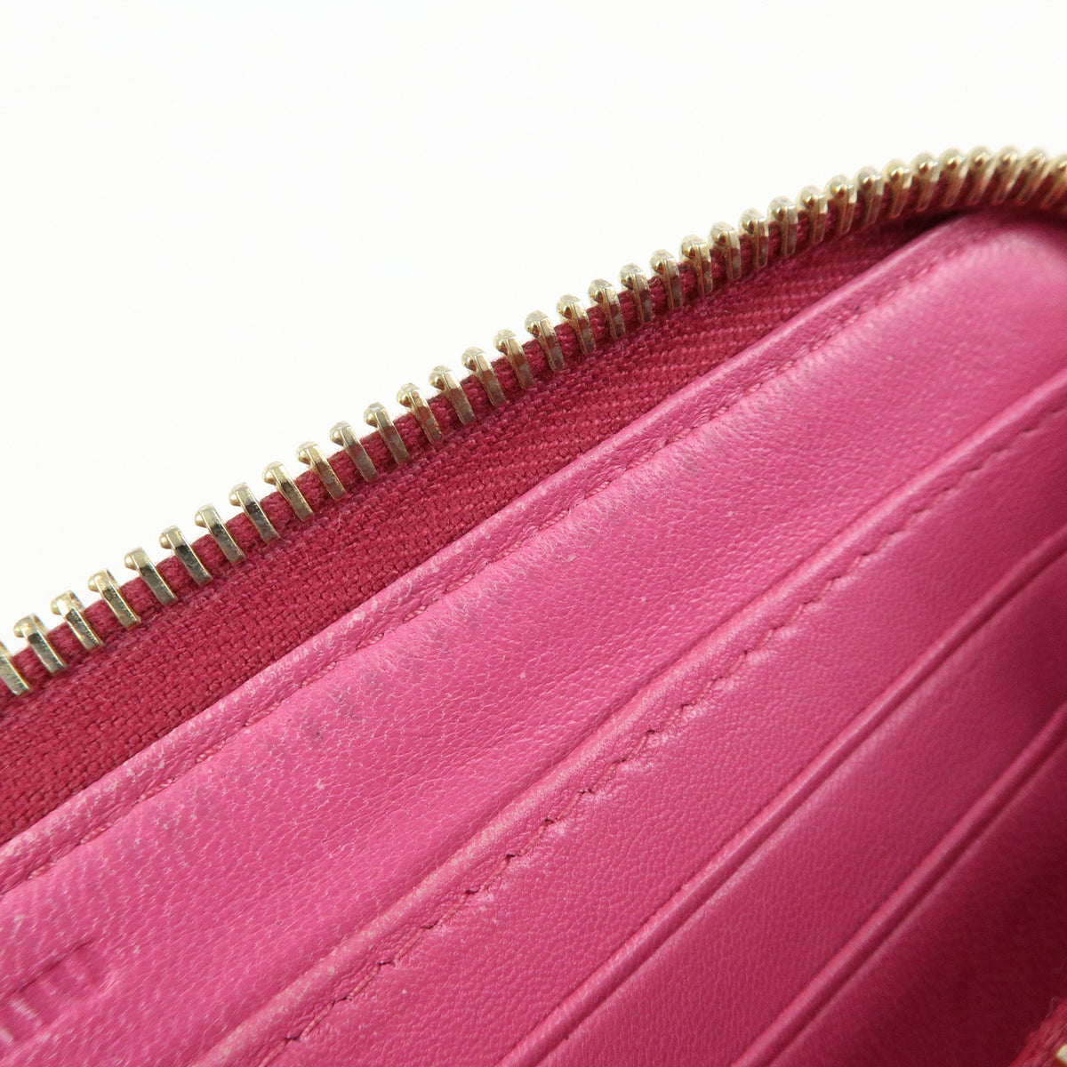 MIU MIU Logo Matelasse Nappa Leather Zippy Long Wallet Pink