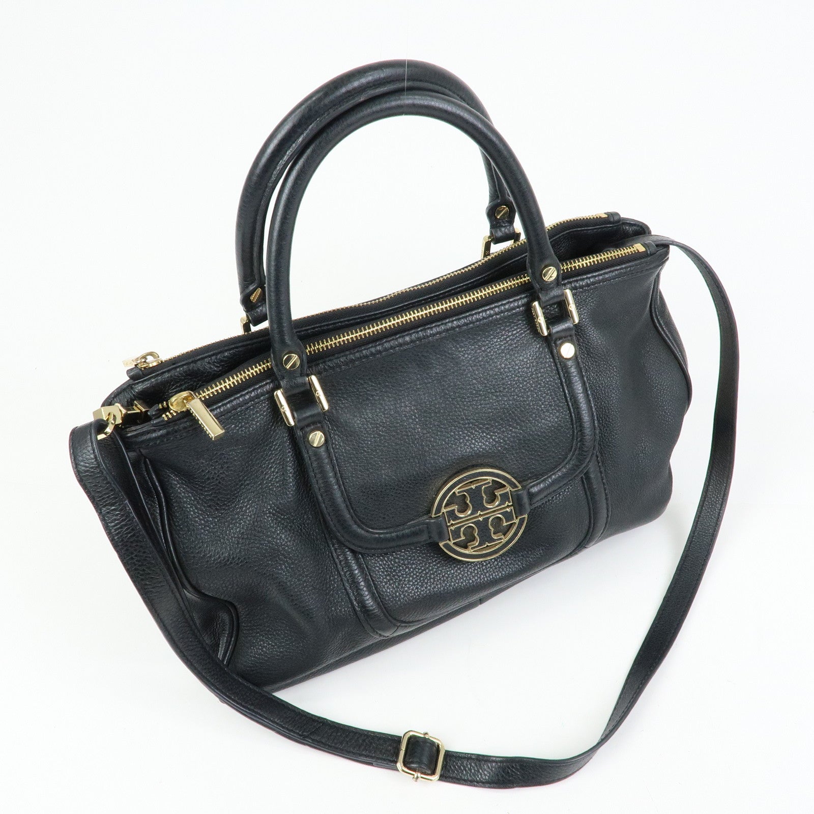 TORY BURCH Amanda Leather 2Way Bag Hand Bag Shoulder Bag Black