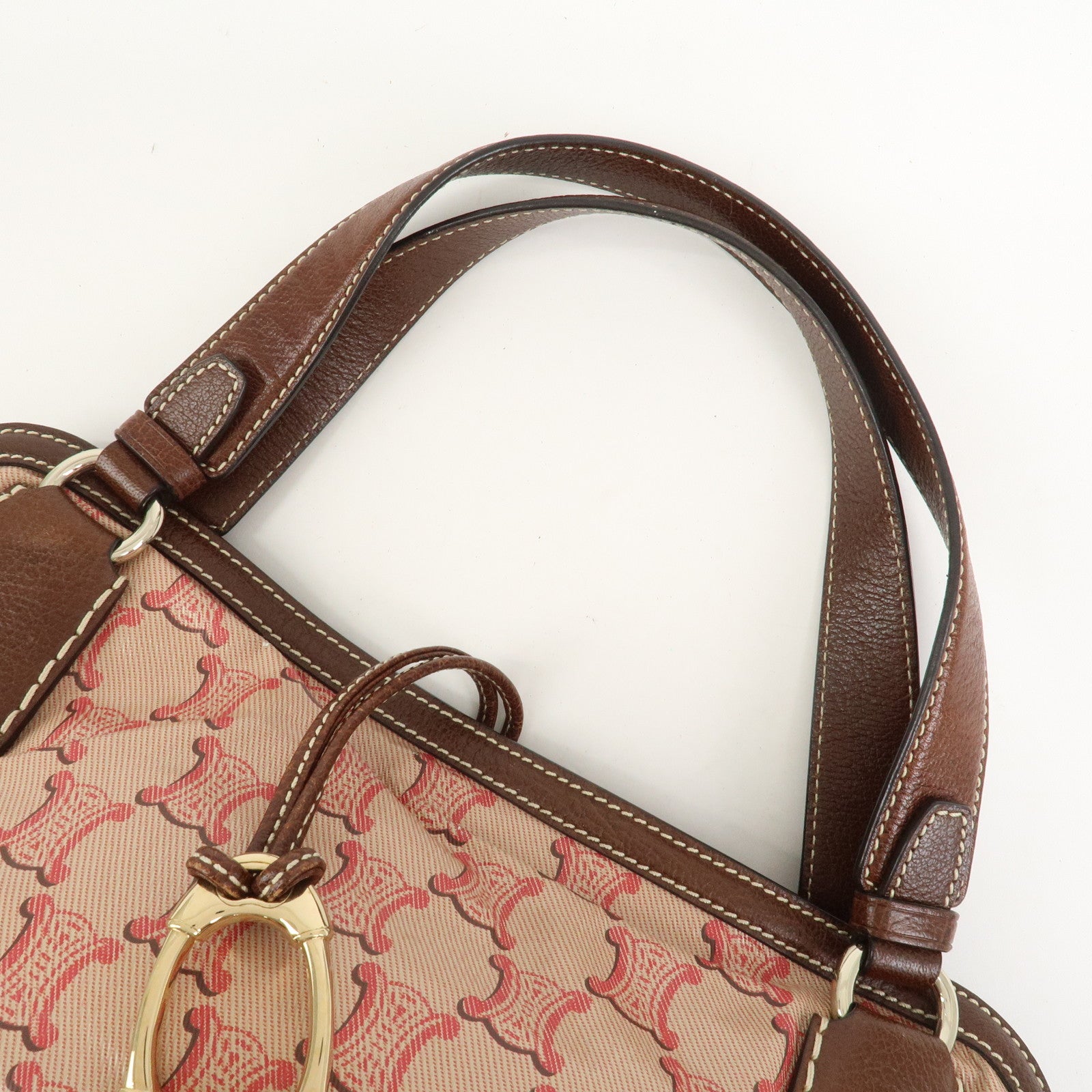 CELINE Bitter Sweet Macadam PVC Canvas Leather Hand Bag Pink