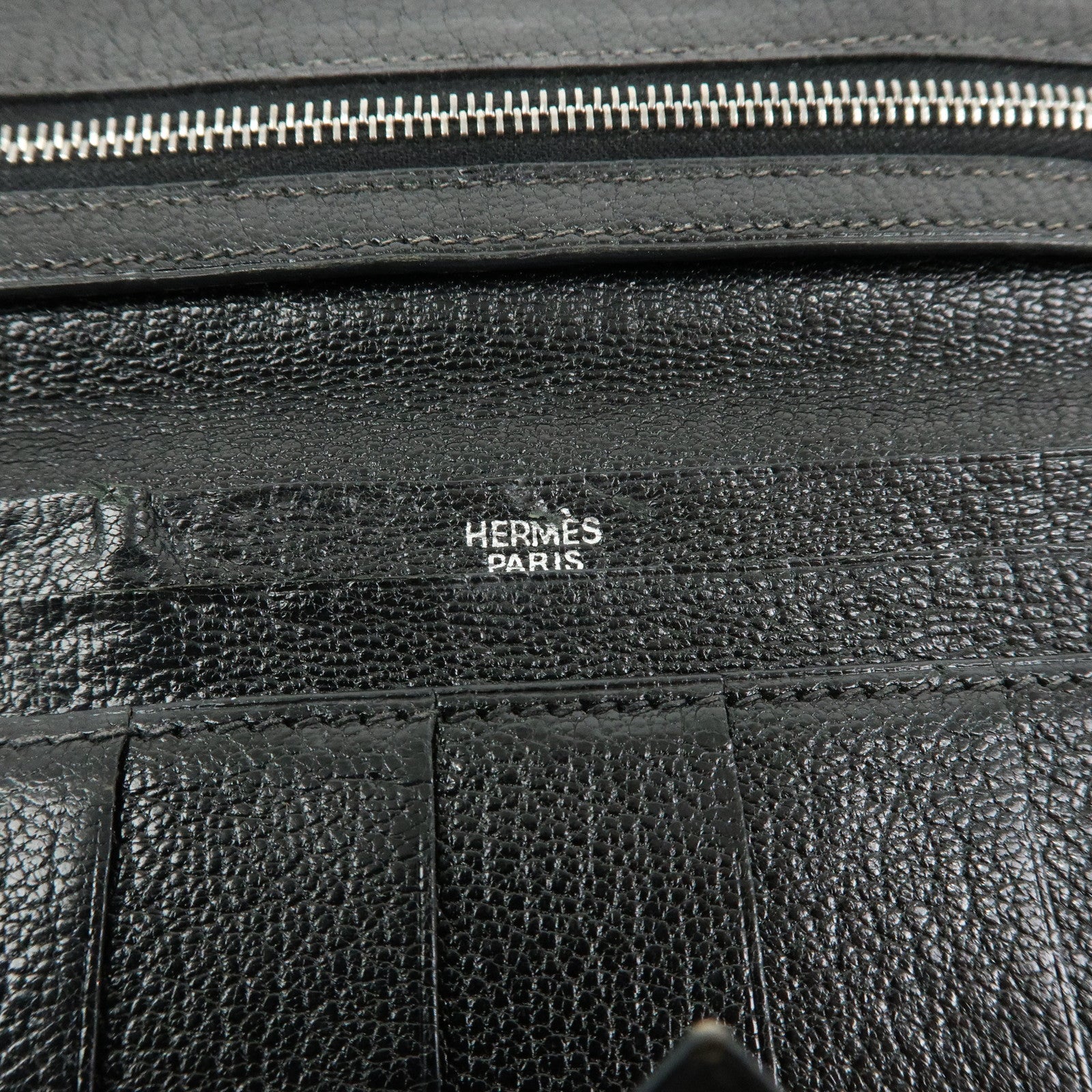 HERMES Bテゥarn Classic Chevre Long Wallet □I Stamped Black
