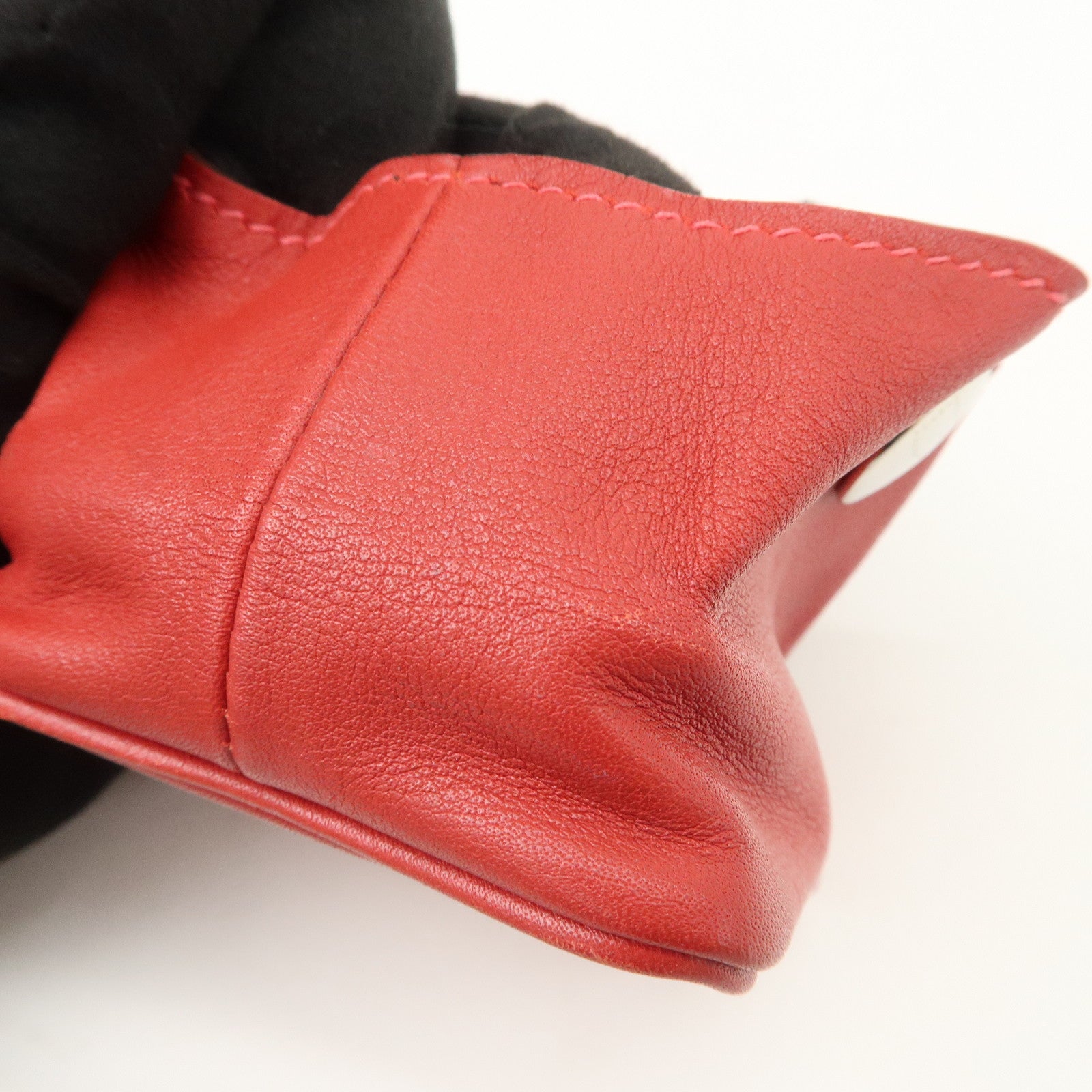 HERMES Bee Pop Leather Mini Compact Coin Case Red