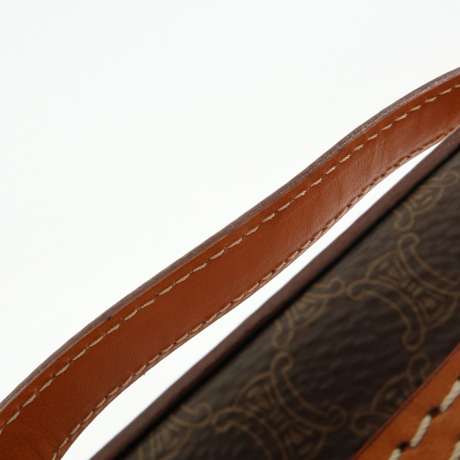 CELINE Macadam PVC Leather Hand Bag Vanity Bag Pouch Brown