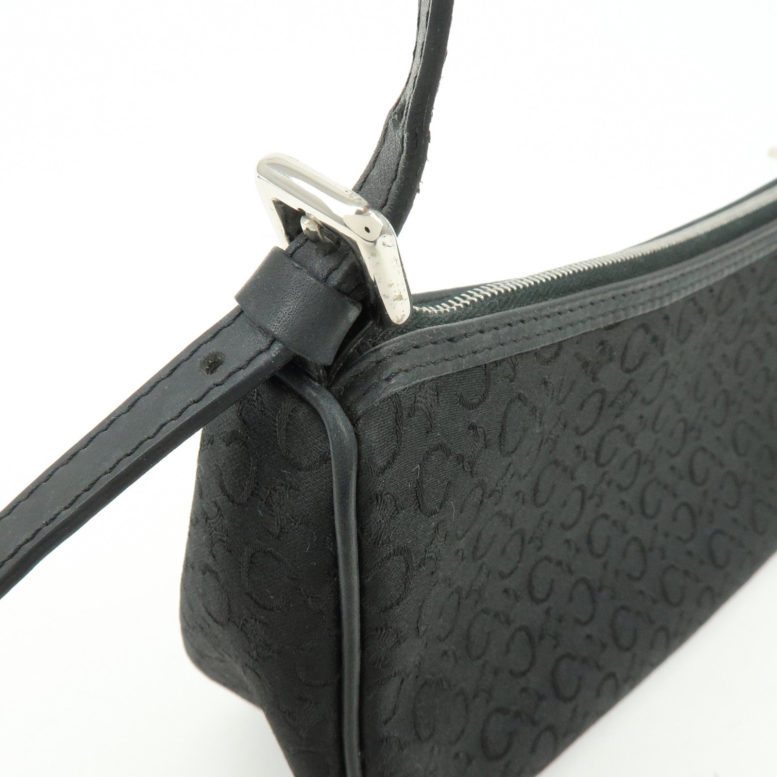 CELINE C Macadam Leather Shoulder Hand Bag Accessory Pouch Black