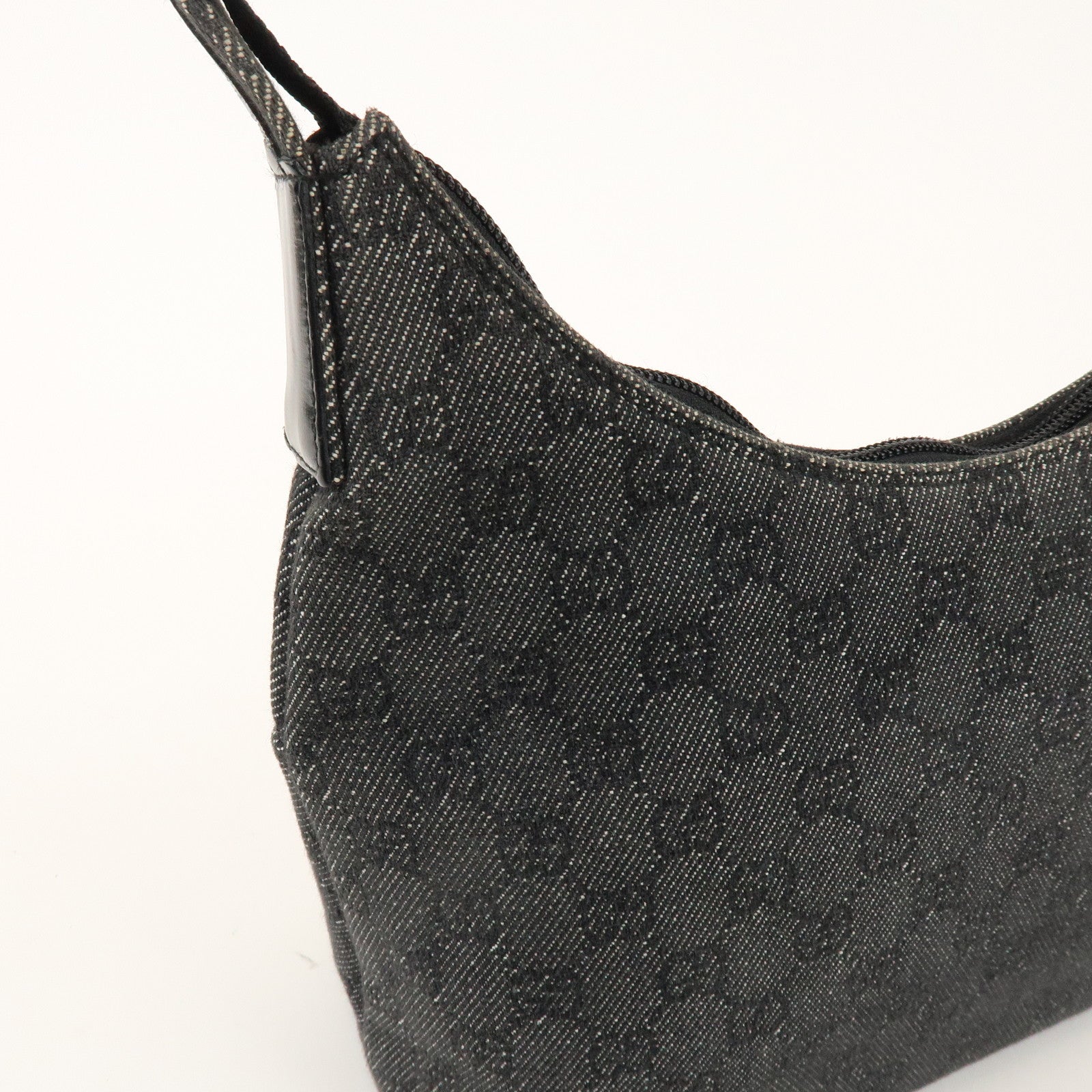 GUCCI GG Denim Leather Shoulder Bag Hand Bag Black 105649