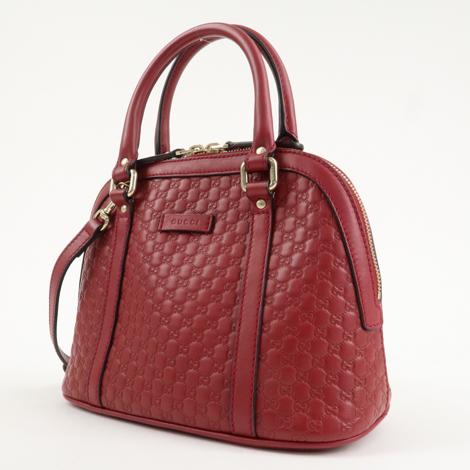 GUCCI Micro Guccissima Leather 2Way Hand Shoulder Bag Red 449654 Used