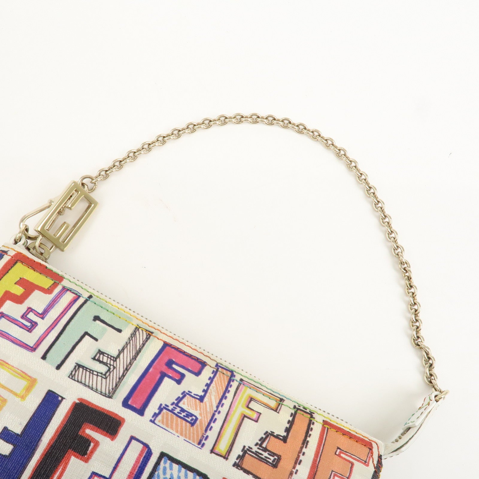 FENDI Zucca Print PVC Chain Accessory Pouch Multicolor 8BR592