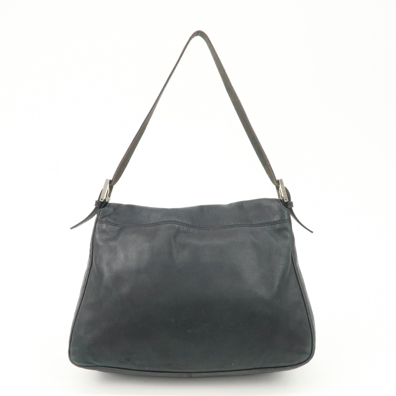 FENDI Mamma Baguette Leather Shoulder Bag Black 26325 Used