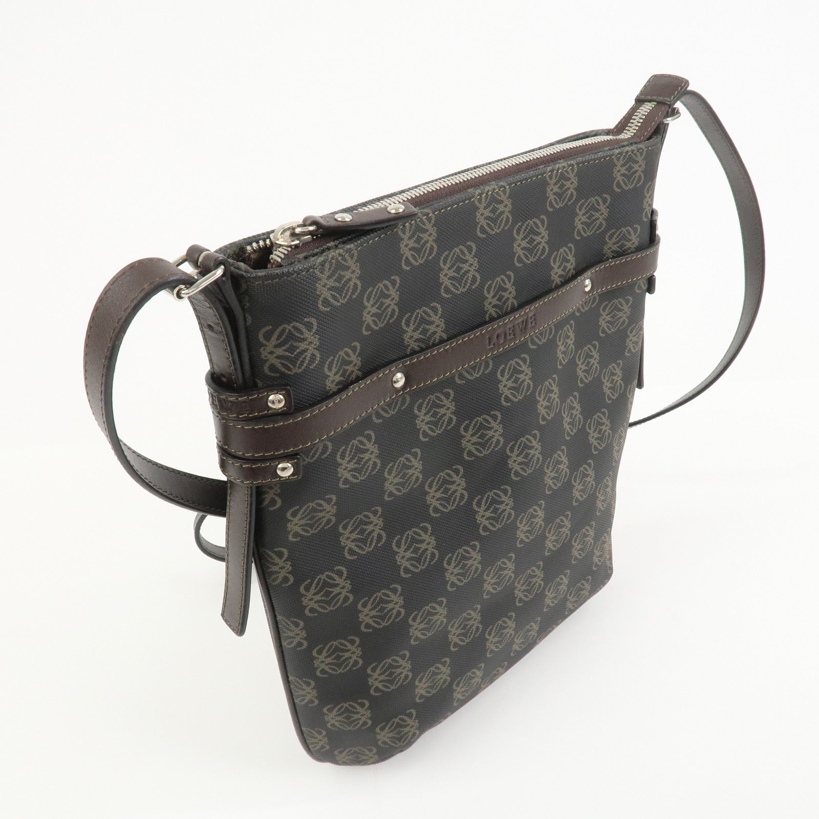 LOEWE Repeat Anagram Logo PVC Leather Shoulder Bag Crossbody Bag