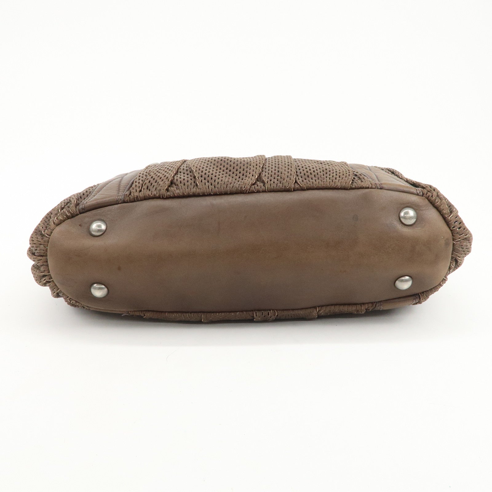 MIU MIU Logo Leather Shoulder Bag Crossbody Bag Brown