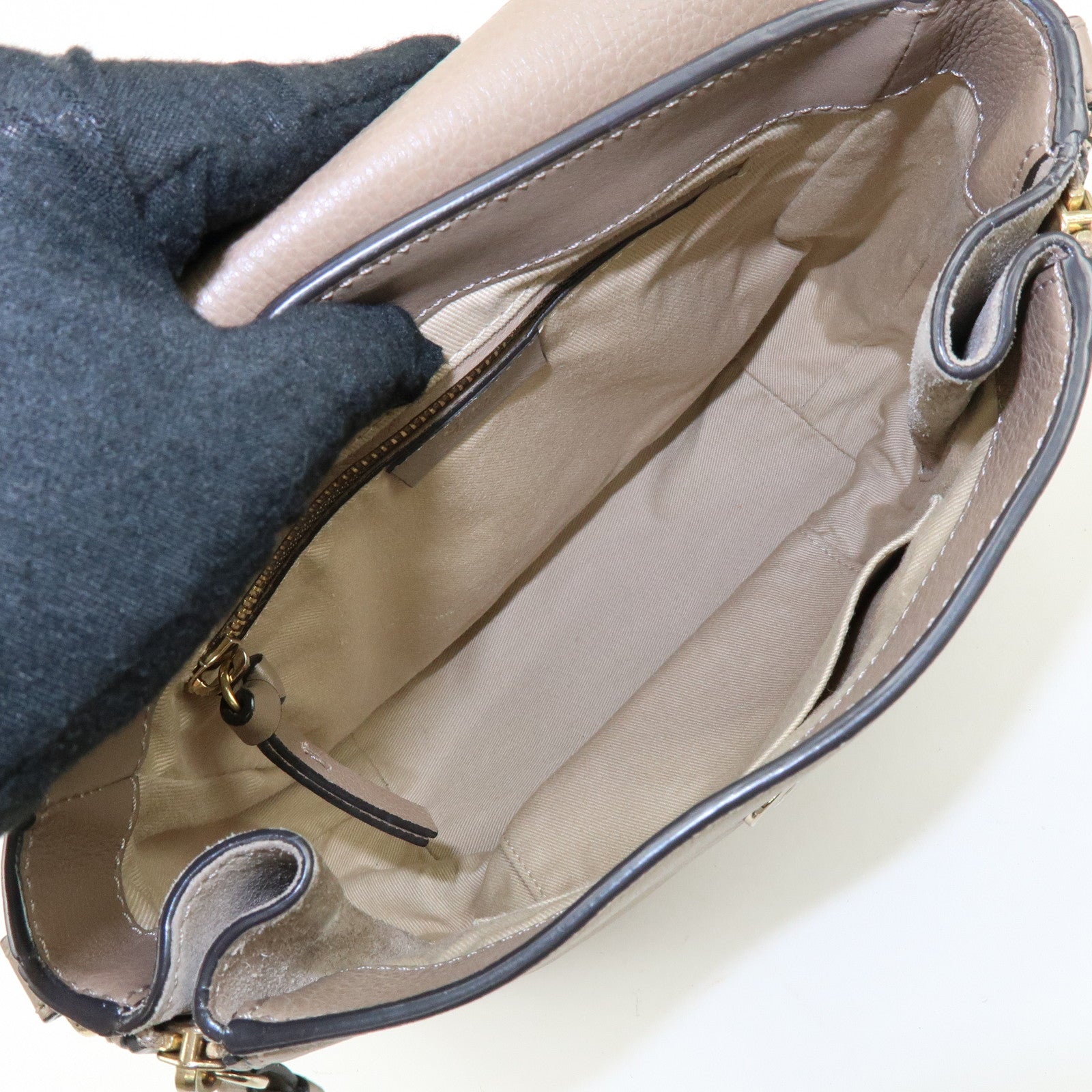 Chloe Faye Suede Leather Backpack Rucksack Greige