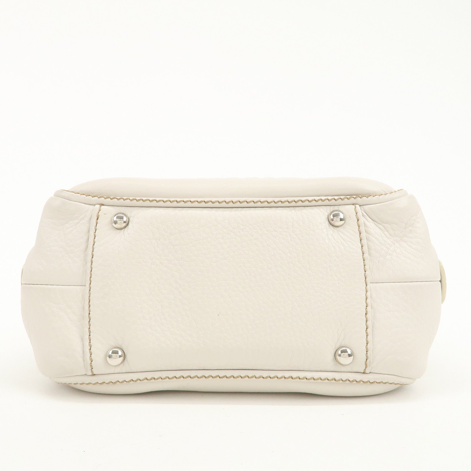 CHANEL Leather Mini Boston Bag Hand Bag Tassel Ivory A23050