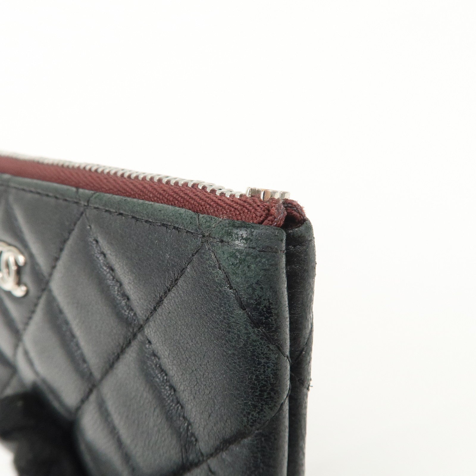 CHANEL Matelasse Caviarskin COCO Mark Coin Case Mini Pouch Black Silver Used