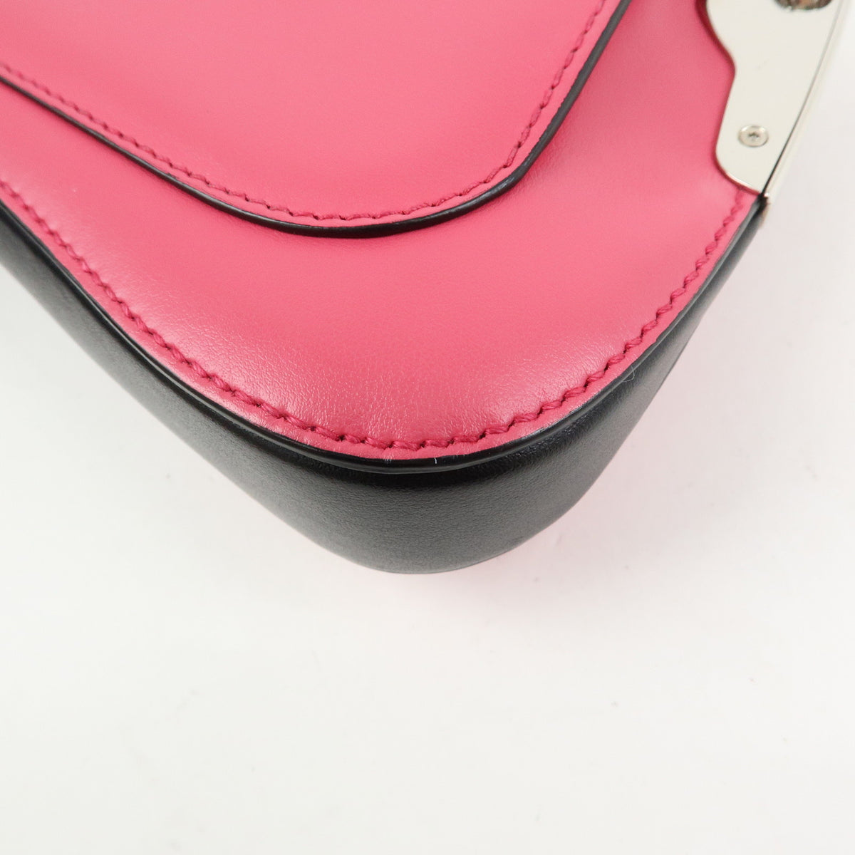 PRADA Sidonie Leather Chain Mini Shoulder Crossbody Bag Pink Black