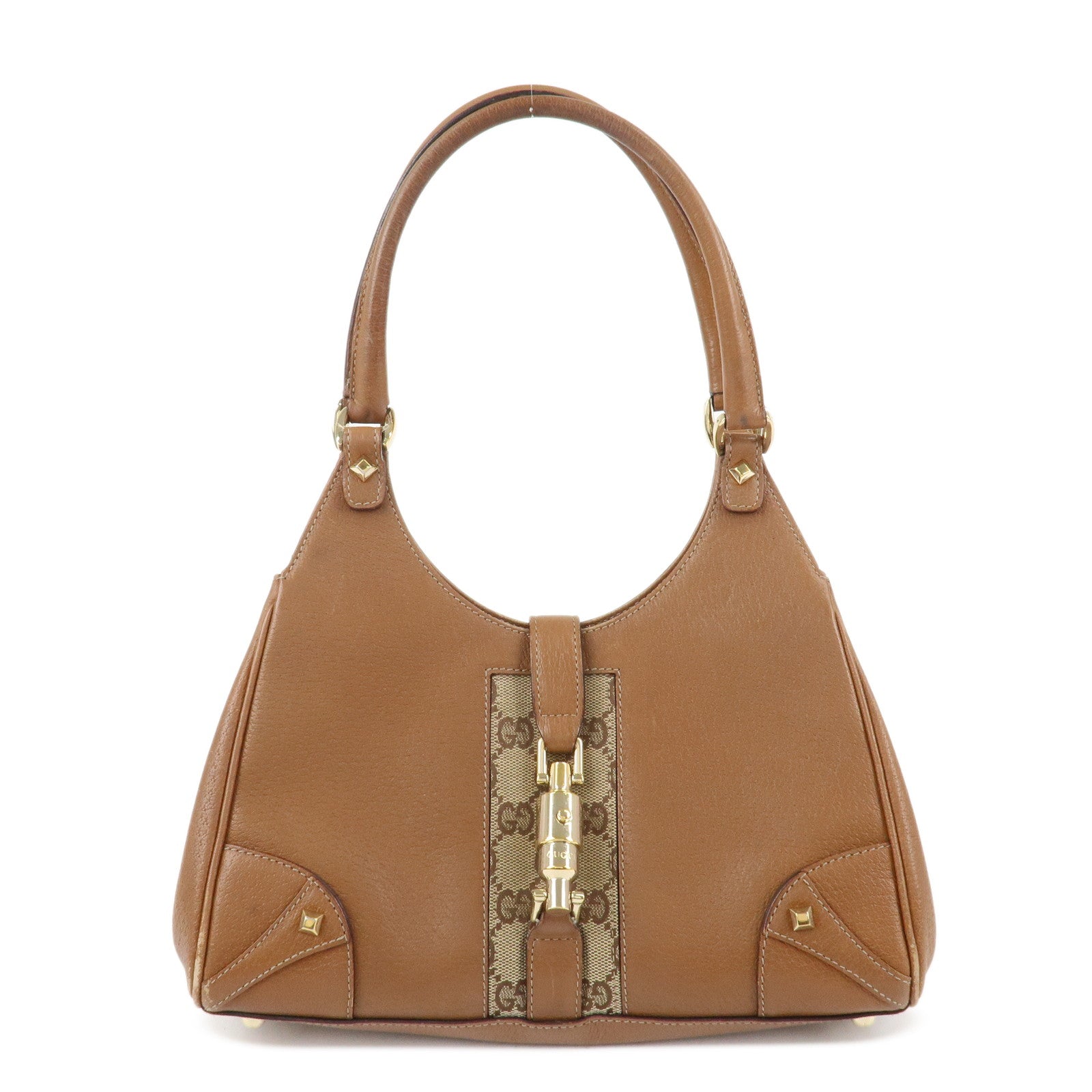 GUCCI New Jackey GG Canvas Leather Shoulder Bag Brown 124407 Used