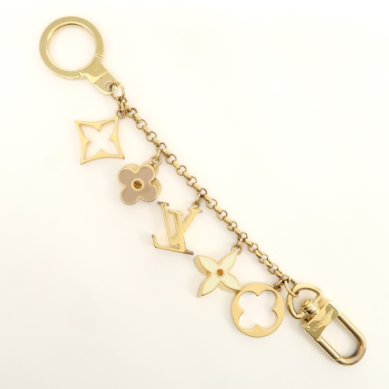 Louis Vuitton Fleur de Monogram Bag Charm Key Chain Gold M65111