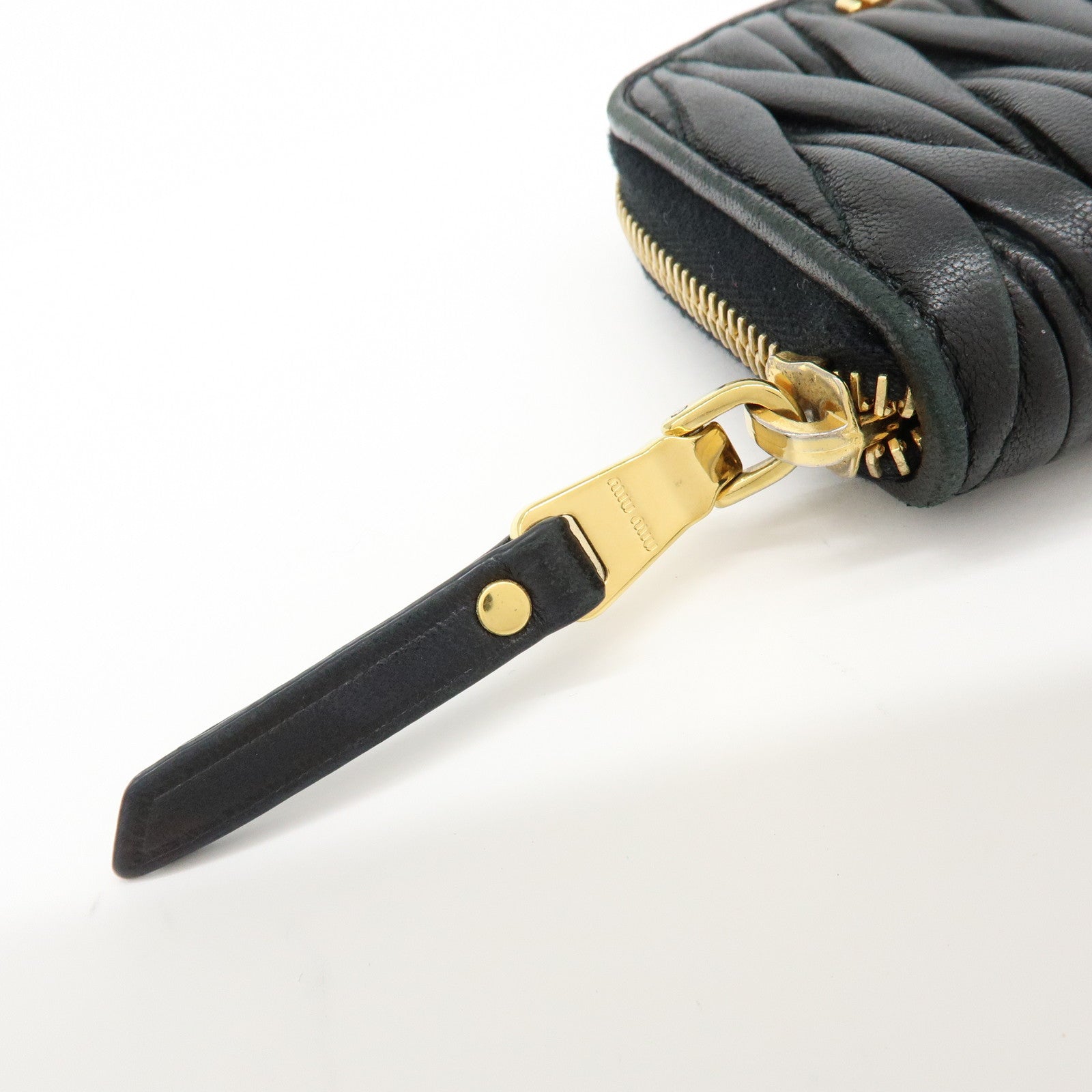 MIU MIU Matelasse Nappa Leather Compact Wallet Black 5MM268