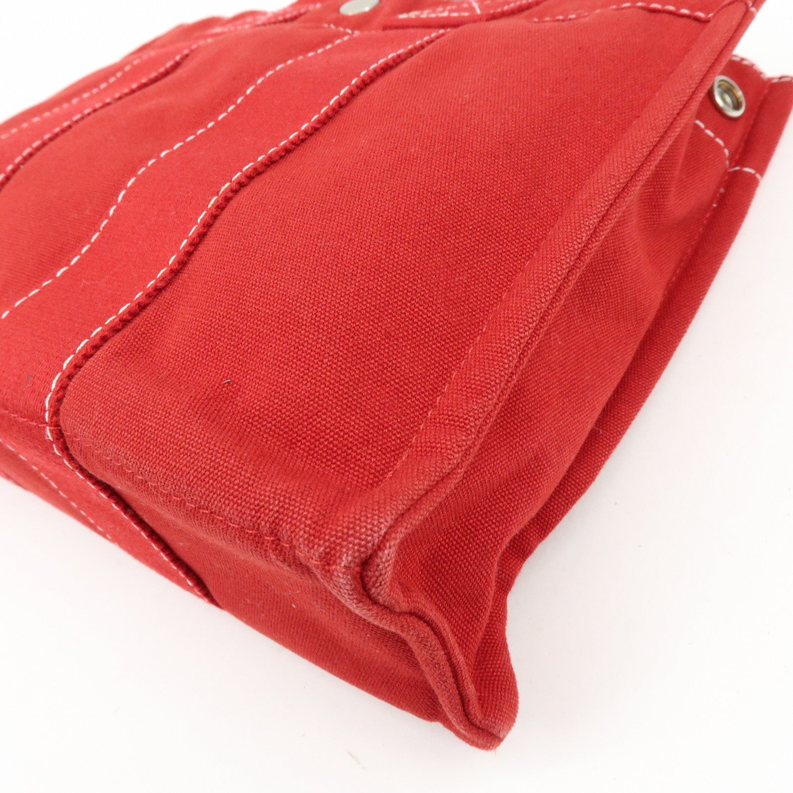 HERMES Deauville PM Canvas Hand Bag Tote Bag Red