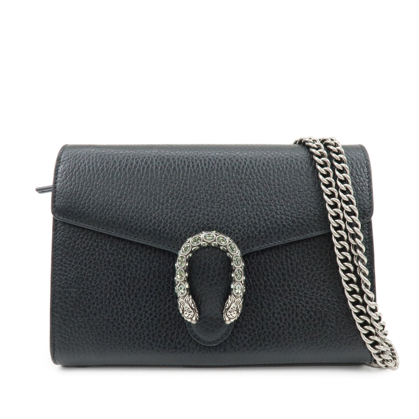 GUCCI Dionysus Leather Chain Wallet Shoulder Bag Black 401231