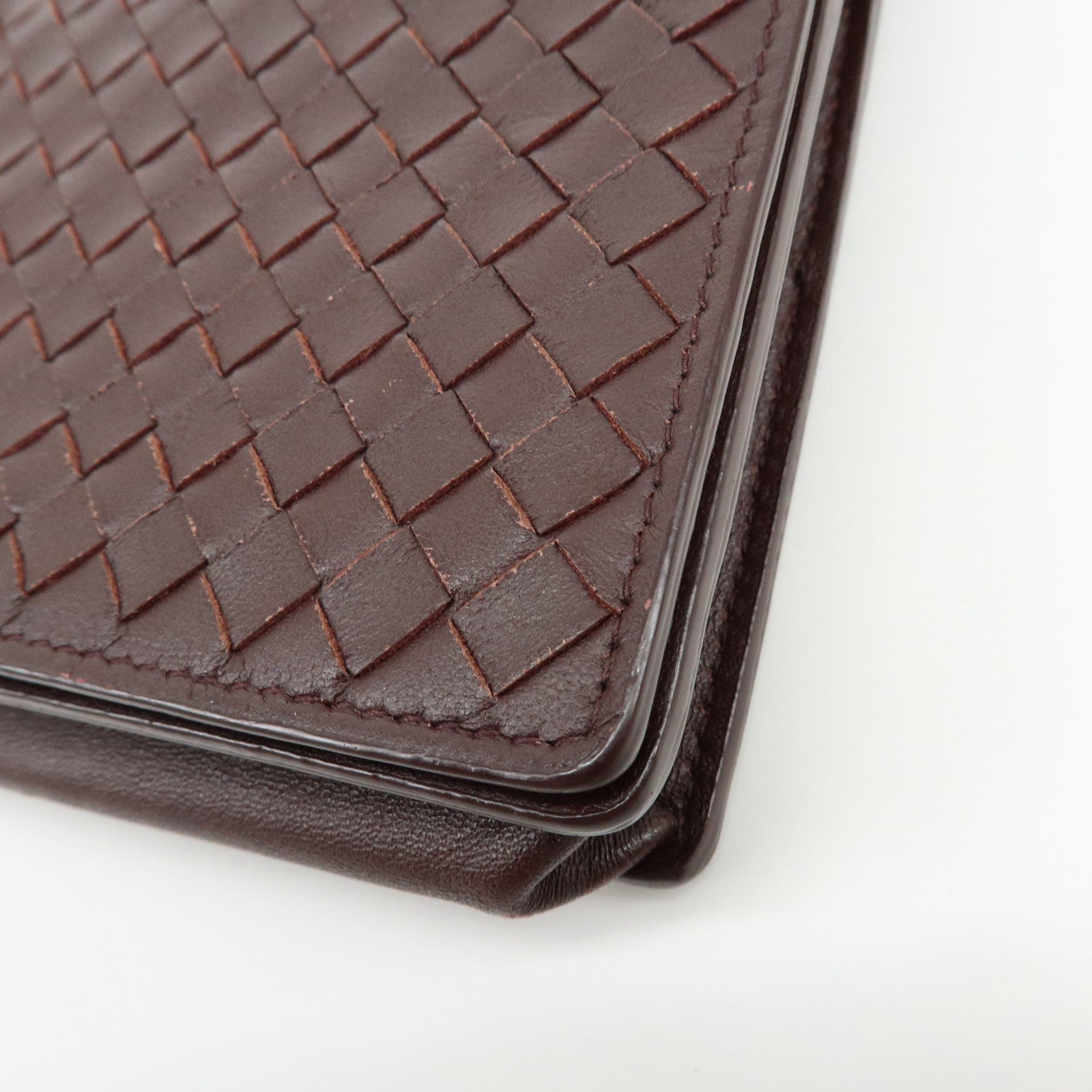 BOTTEGA VENETA Intrecciato Leather Chain Wallet Brown