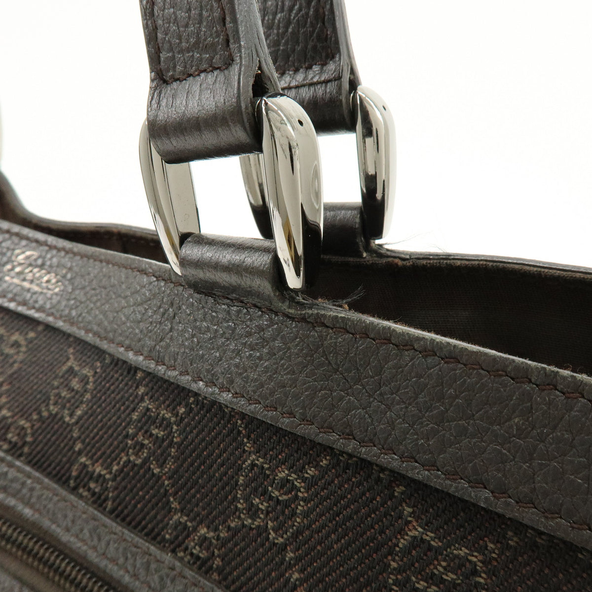 GUCCI Abbey GG Canvas Leather Tote Bag Hand Bag Brown 268639