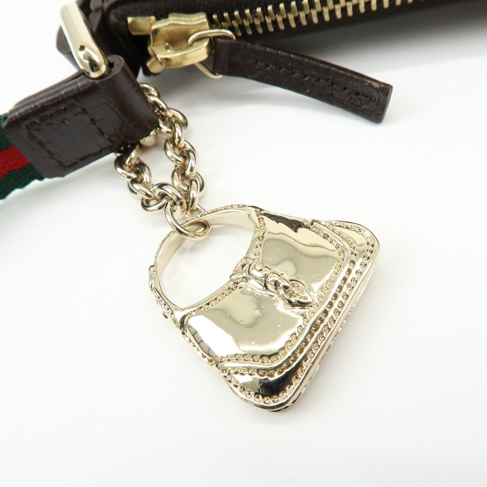 GUCCI Sherry GG Canvas Leather Pouch Jackie Charm Beige 152507