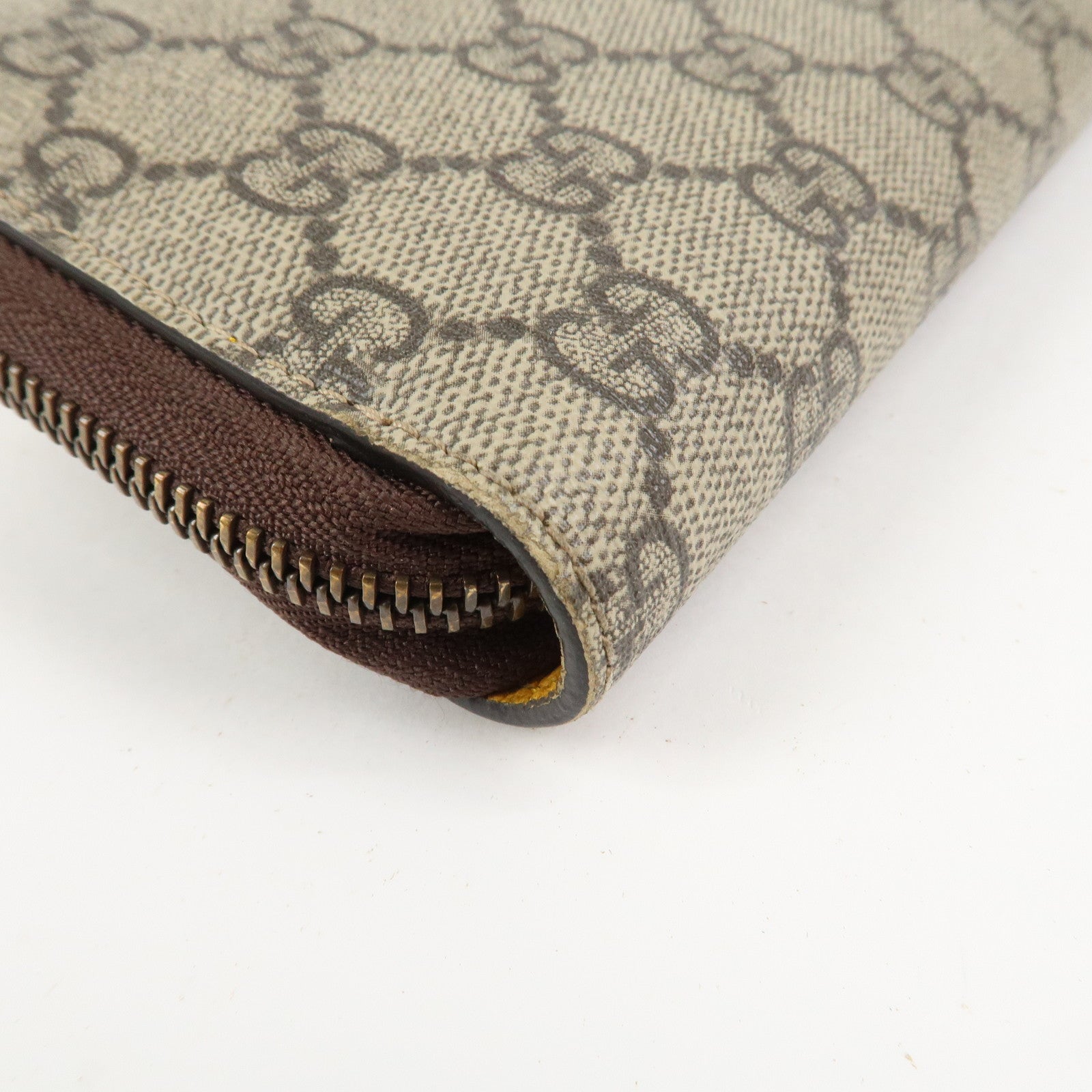 GUCCI Neo Vintage GG Supreme Round Zippy Long Wallet Beige 473953