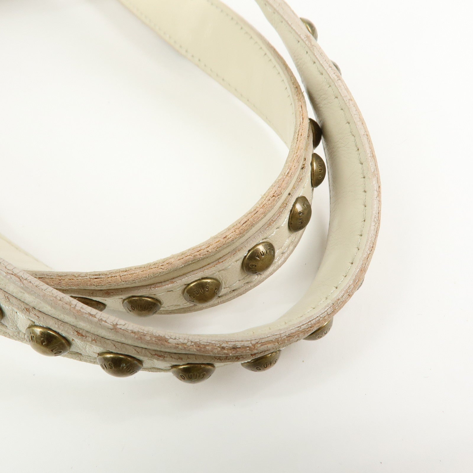 Louis Vuitton Cruise Line Rivet Bag Leather Hand Bag Ecru M95345