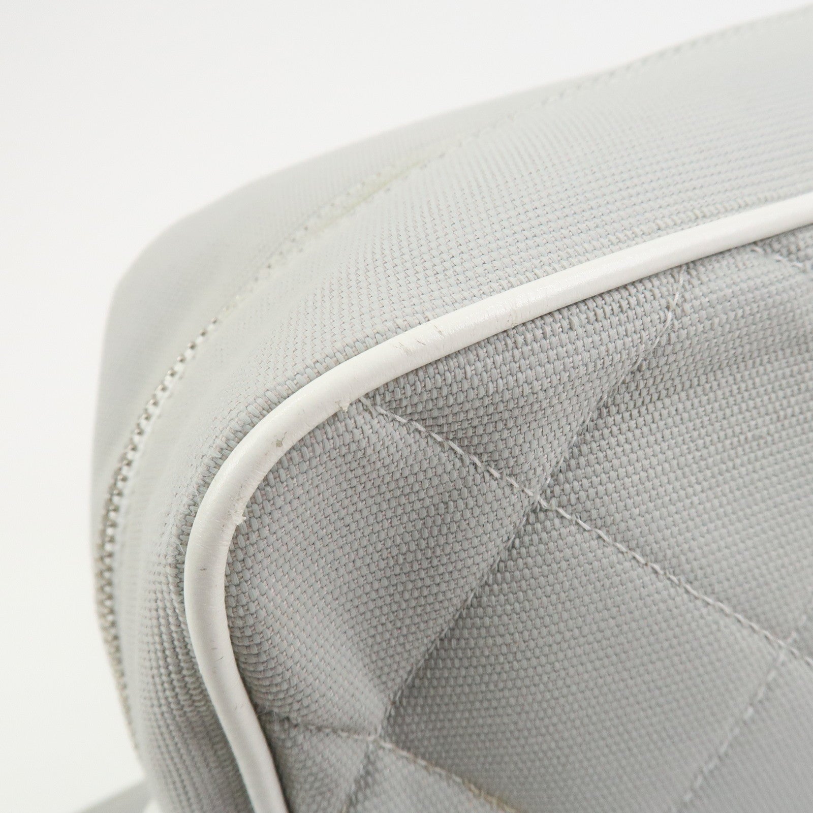 CHANEL Sports Line COCO Mark Canvas Leather Shoulder Bag Gray White