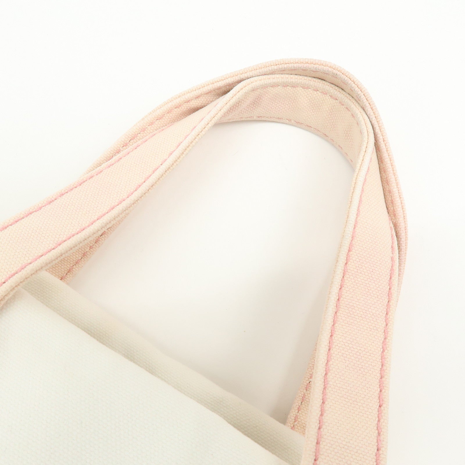CHANEL Marshmallow Canvas Hand Bag Tote Bag White Pink