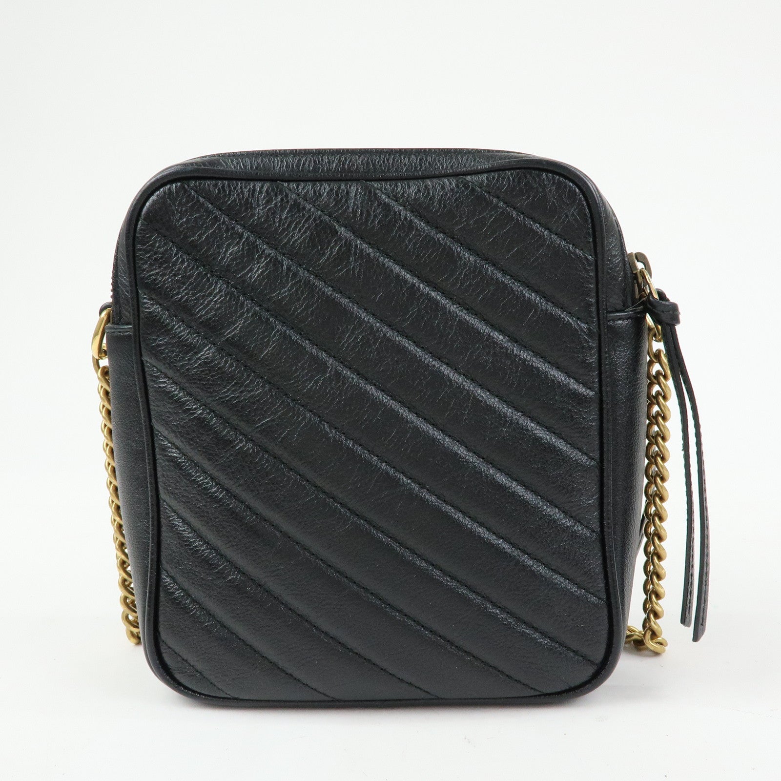 GUCCI GG Marmont Leather Chain Shoulder Crossbody Bag Black 550155