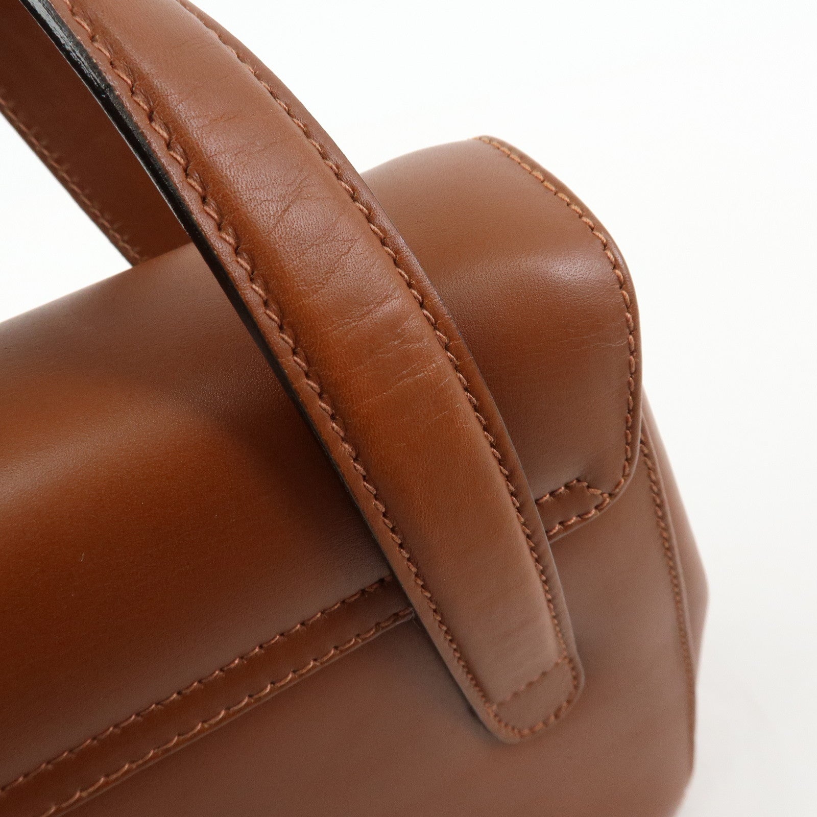 Ferragamo Gancini Leather 2Way Bag Hand Bag Shoulder Bag Brown