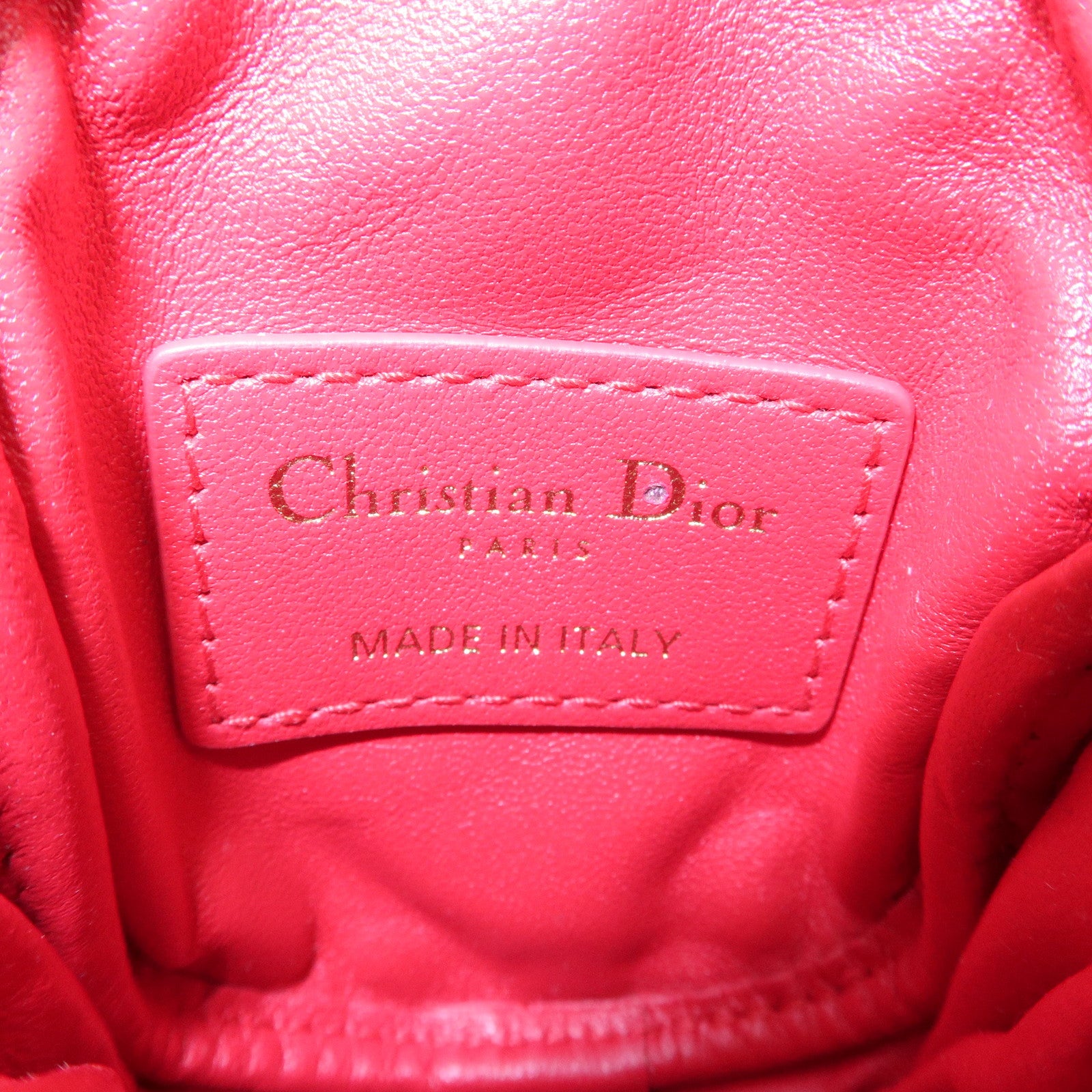 Christian Dior Cannage Caro Calfskin Pouch Coin Case Red