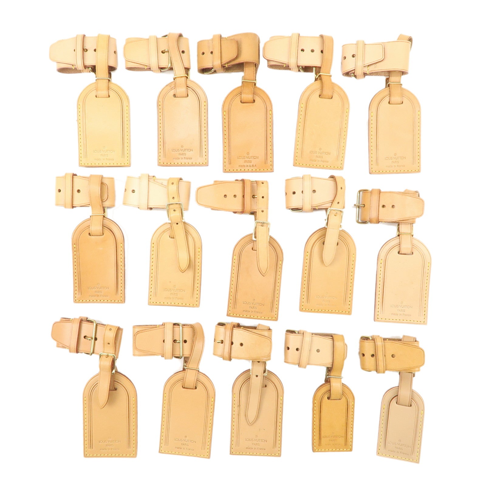 Louis Vuitton Set of 15 Nume Leather Name Tag & Poignet Natural Used