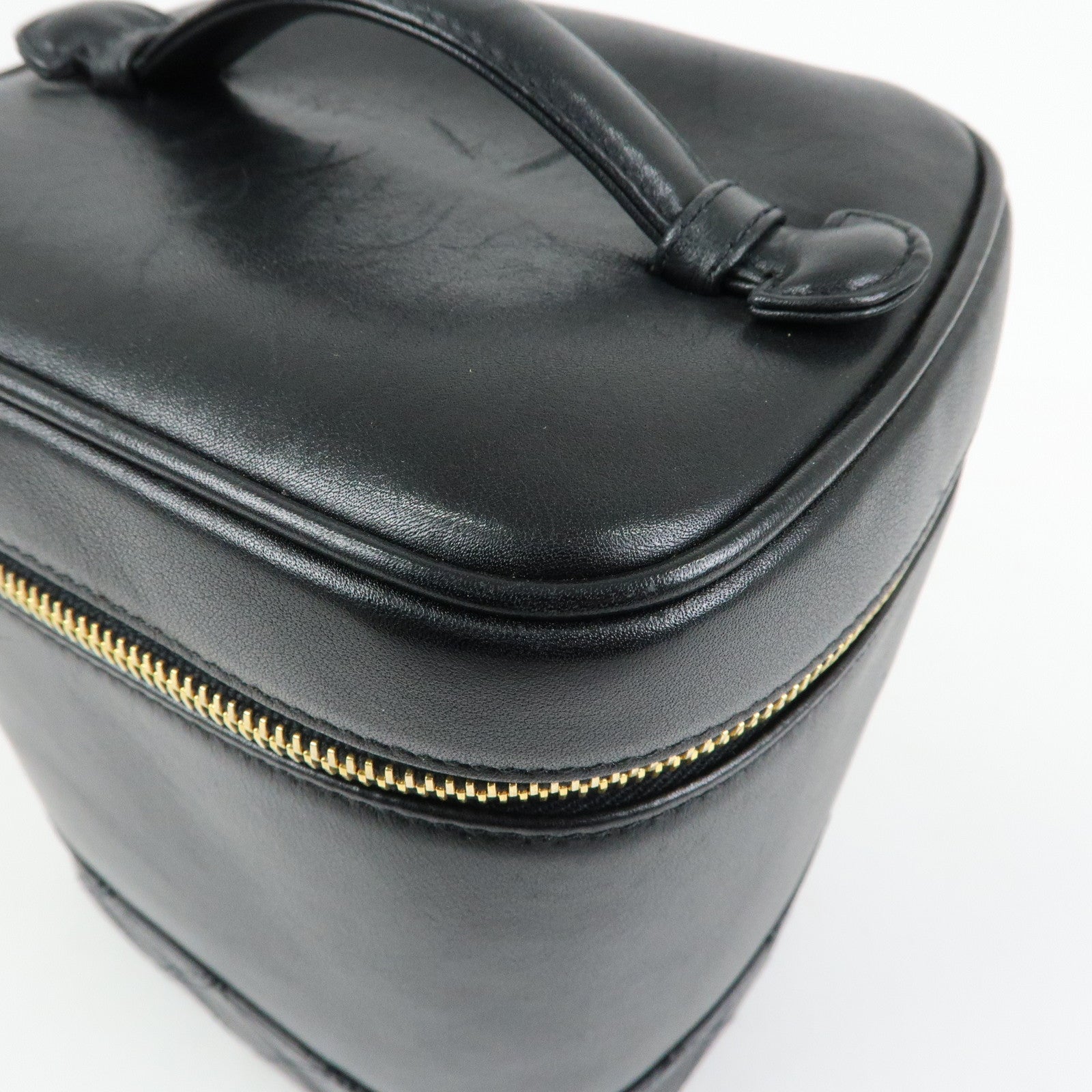 CHANEL COCO Mark Bicolore Lamb Skin Vanity Bag Hand Bag A01619