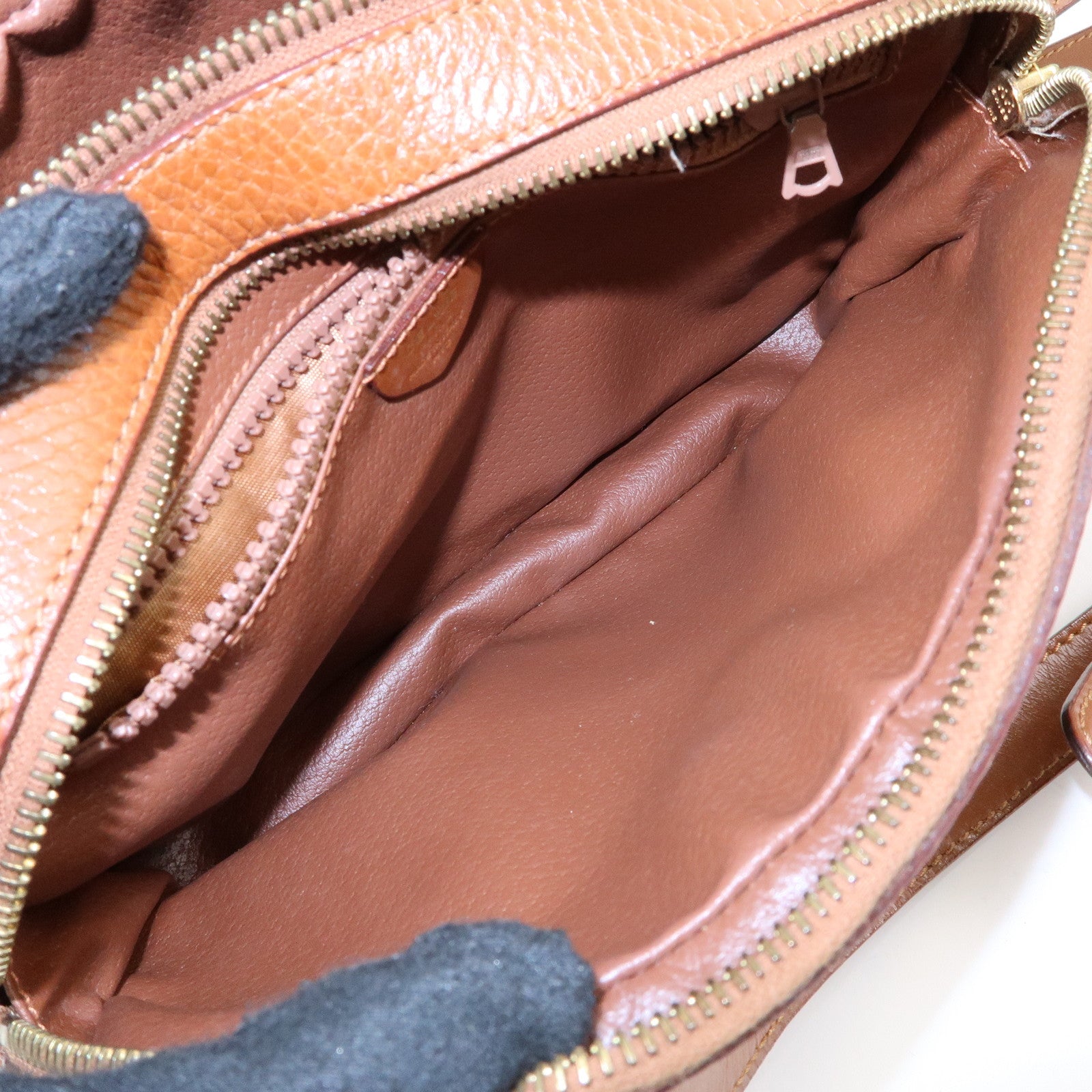 CELINE Leather Shoulder Bag Crossbody Bag Brown