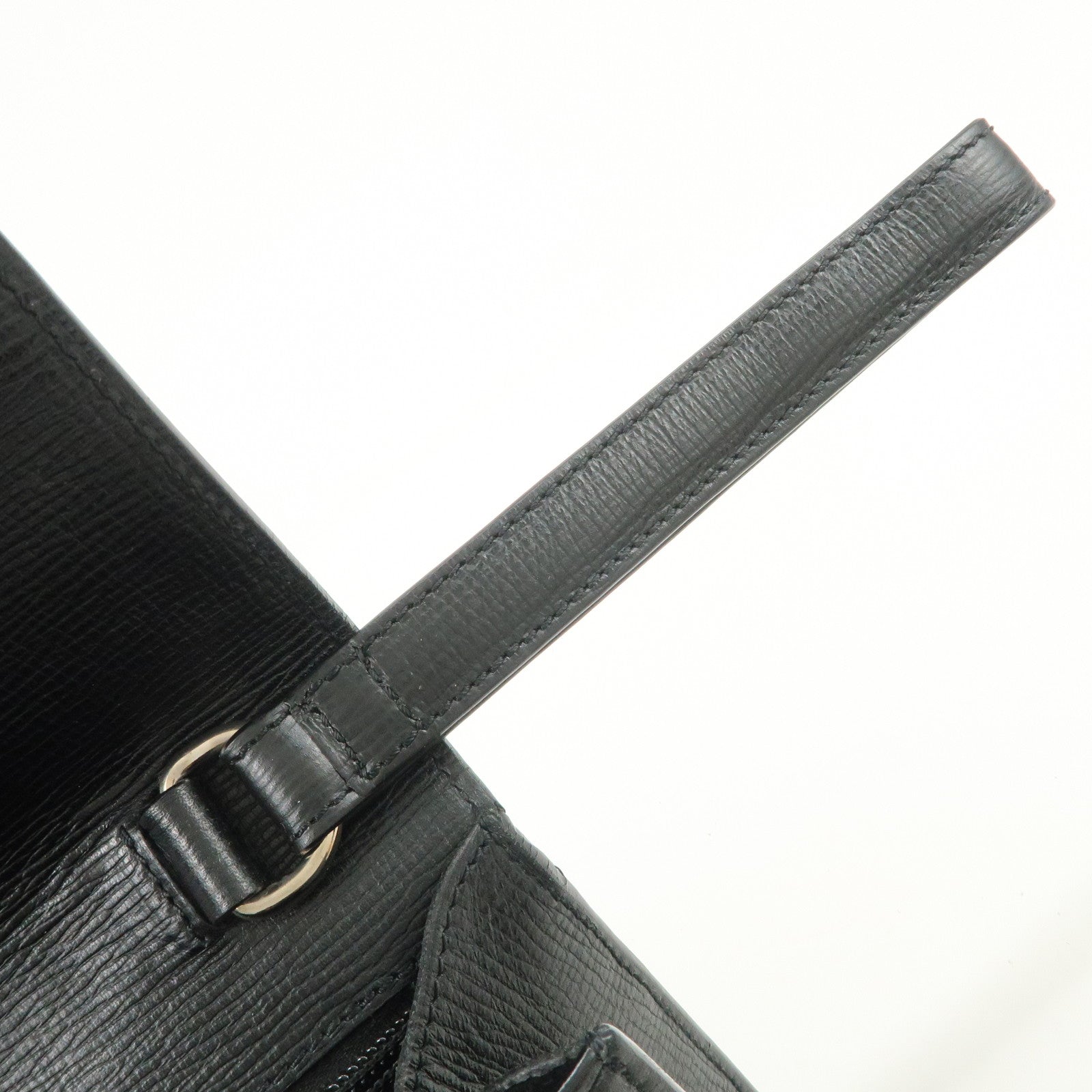 LOEWE Logo Leather Clutch Bag Black Silver Hardware