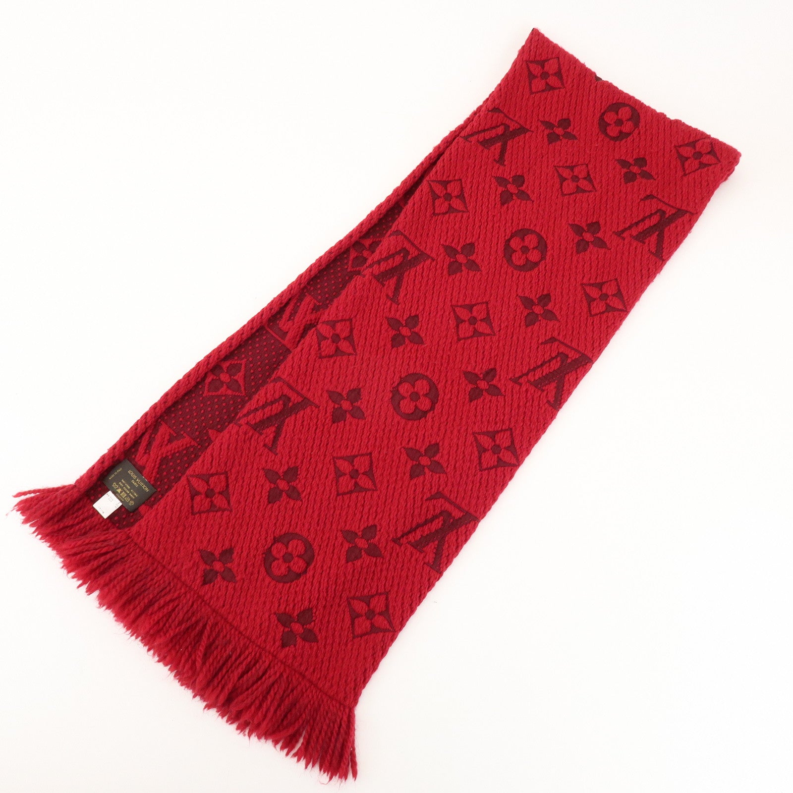 Louis Vuitton Echarpe Logomania Monogram Wool Silk Scarf Ruby Red