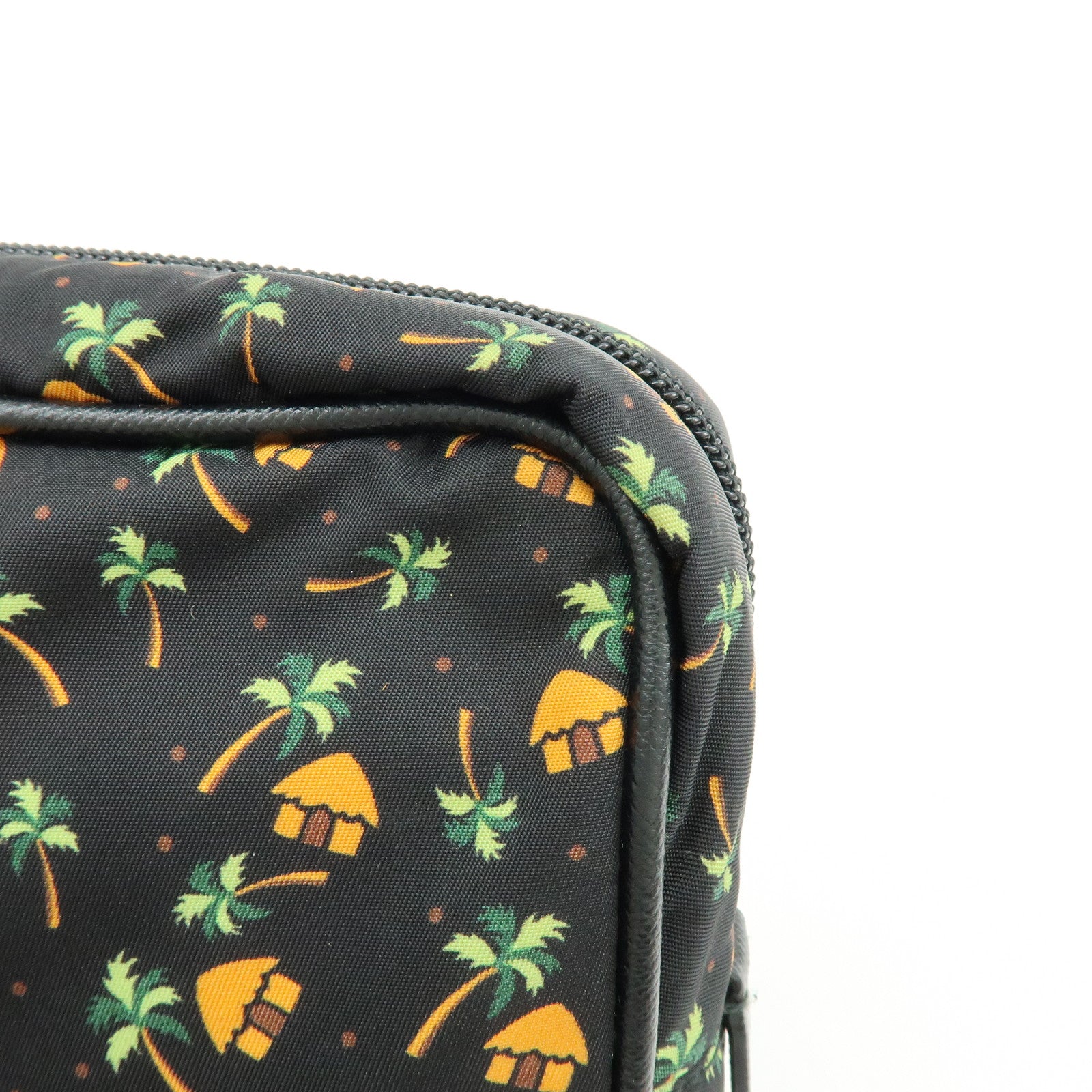 PRADA Triangle Logo Nylon Saffiano Leather Cosmetic Pouch 2NE007