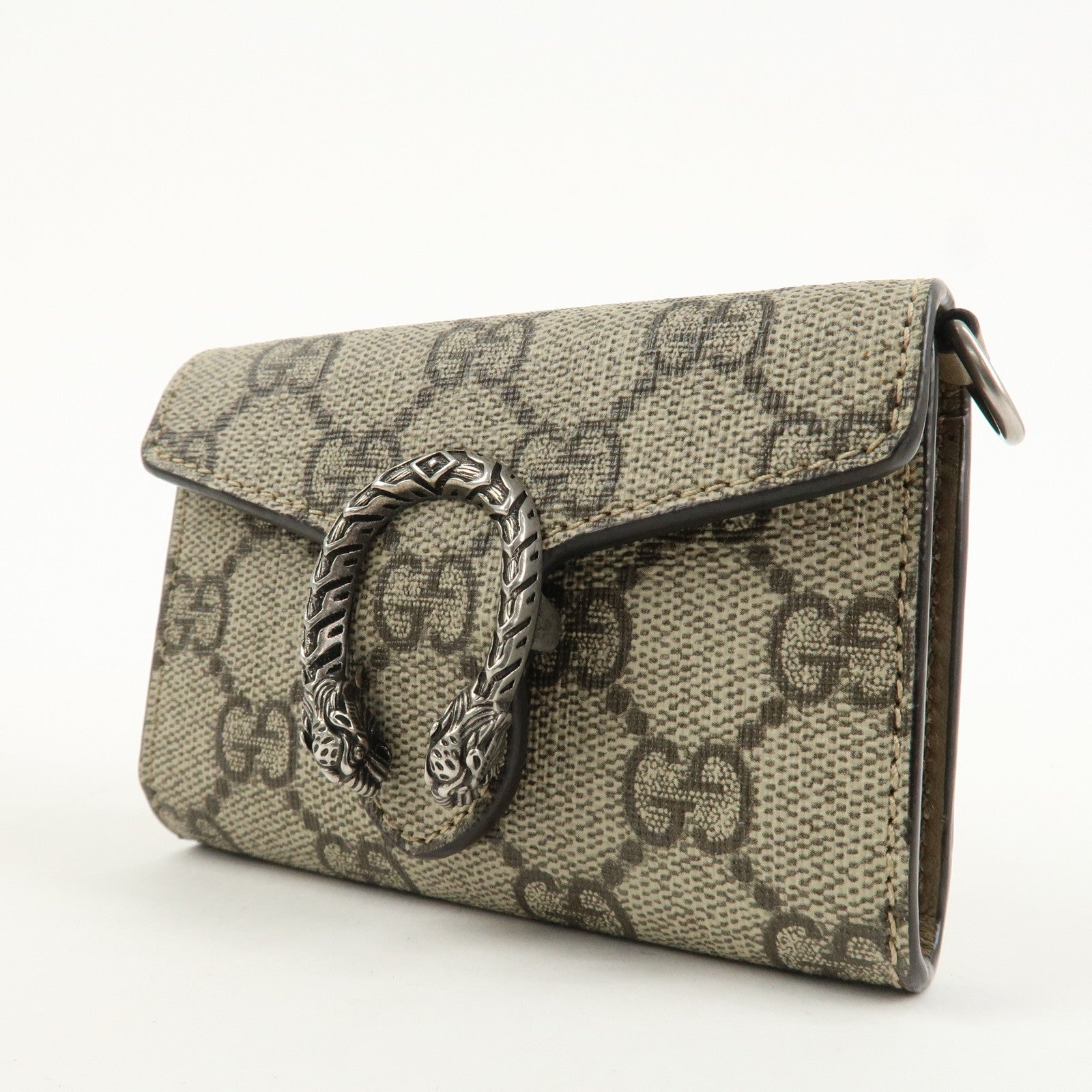 GUCCI Dionysus GG Supreme Mini Wallet Coin Case Beige 696804 Used