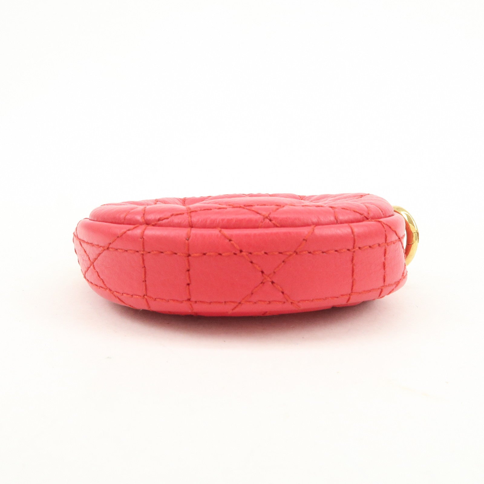 Christian Dior Cannage Caro Calfskin Pouch Coin Case Red