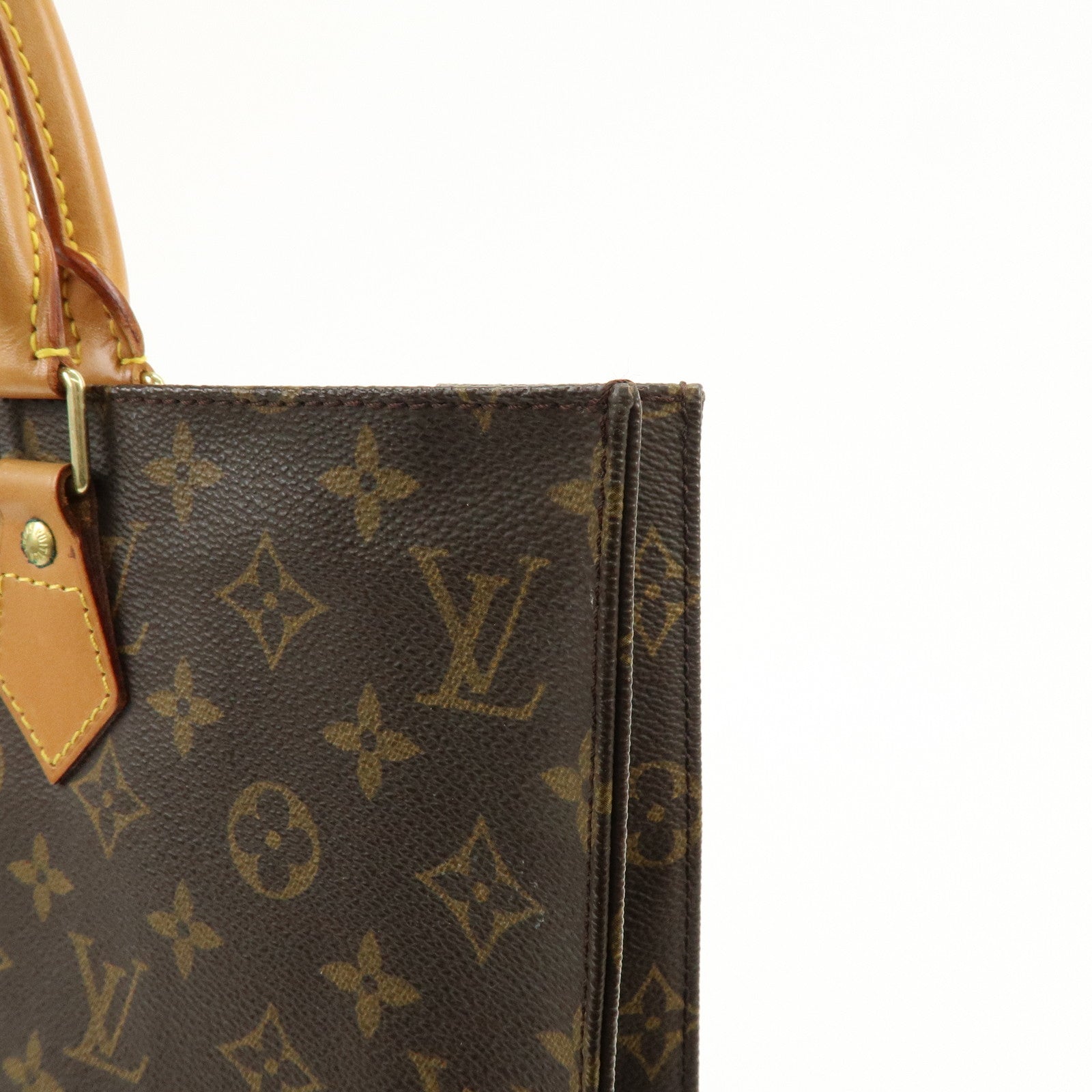 Louis Vuitton Monogram Sac Plat Tote Bag Hand Bag Brown M51140