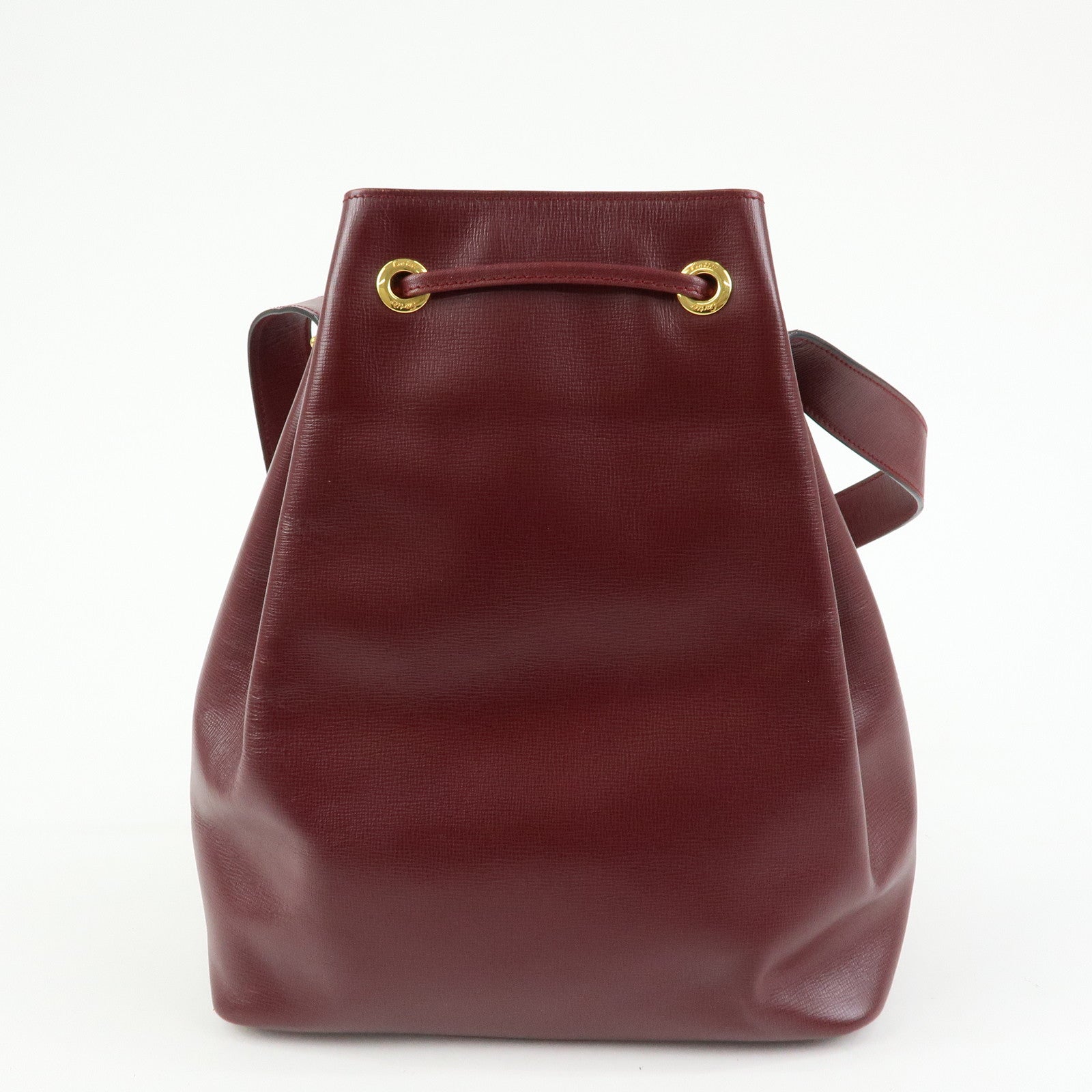 Cartier Must de Cartier Leather Drawstring Shoulder Bag Bordeaux