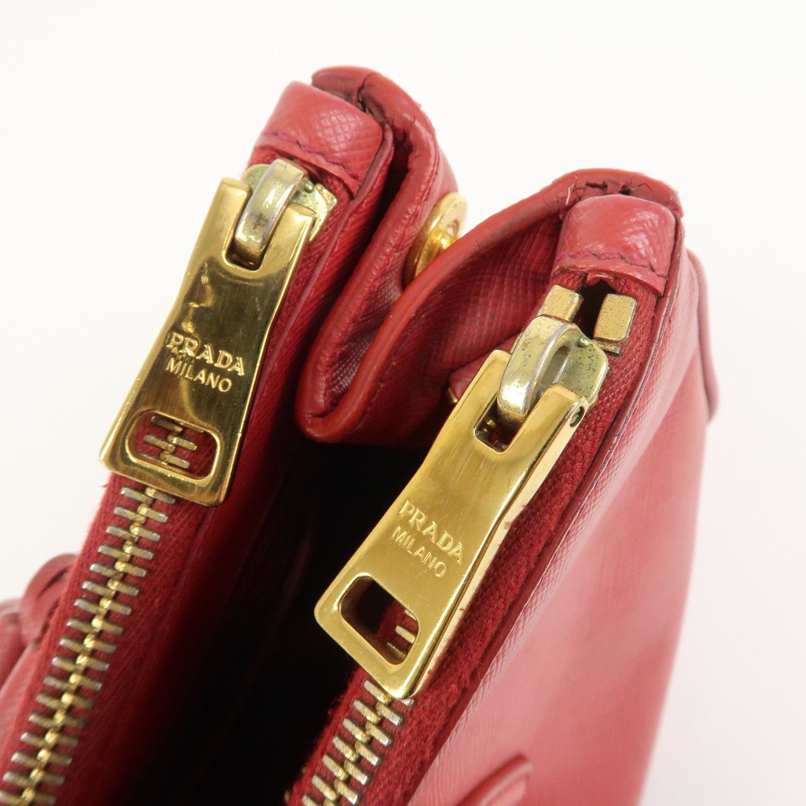 PRADA Triangle Logo Galleria Saffiano Leather 2Way Bag Red BN2274