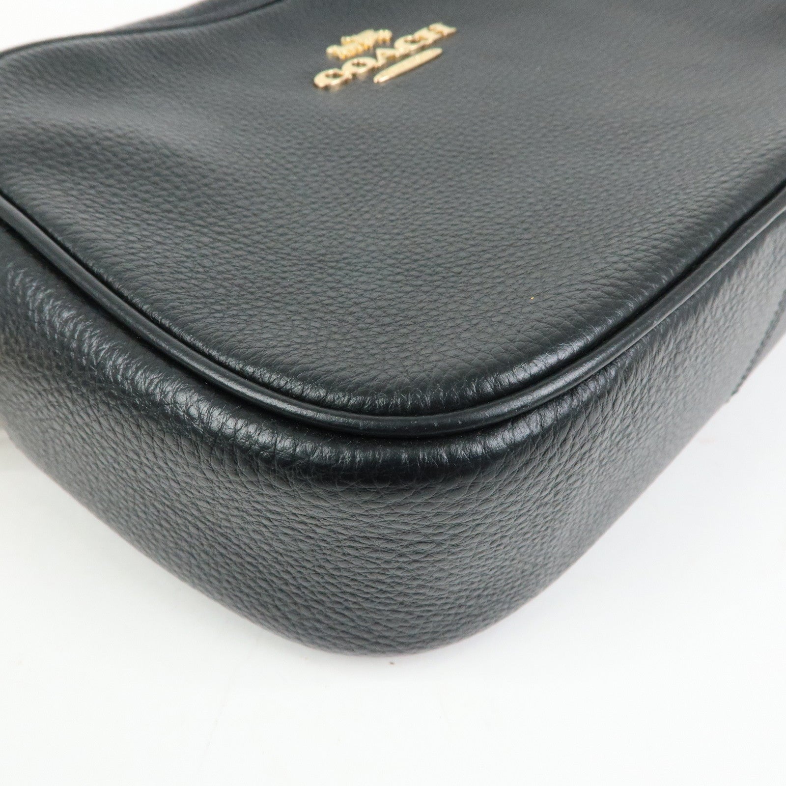 COACH Logo Leather Shoulder Crossbody Bag Black