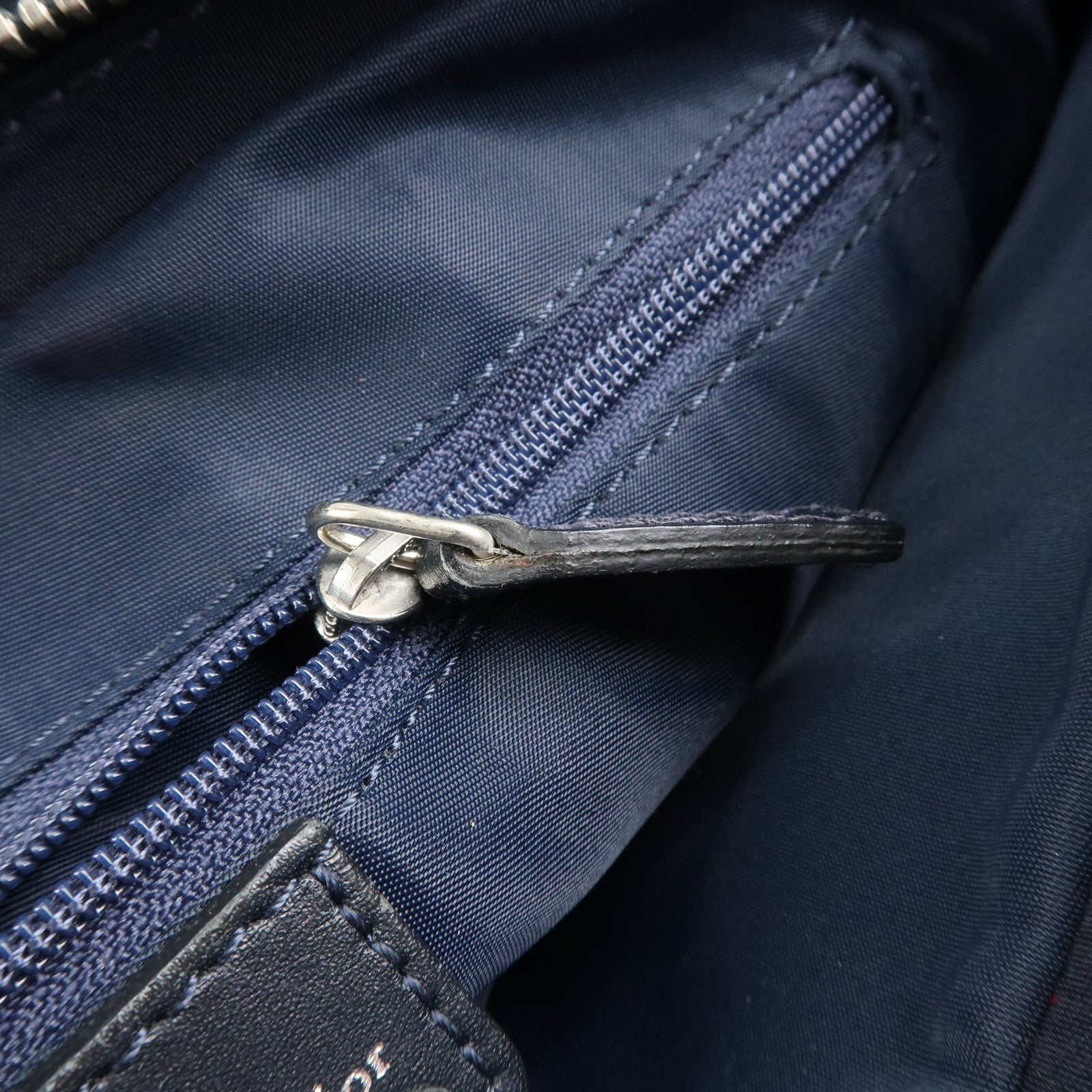 Christian Dior Trotter Leather Canvas Hand Bag Tote Bag Navy Used