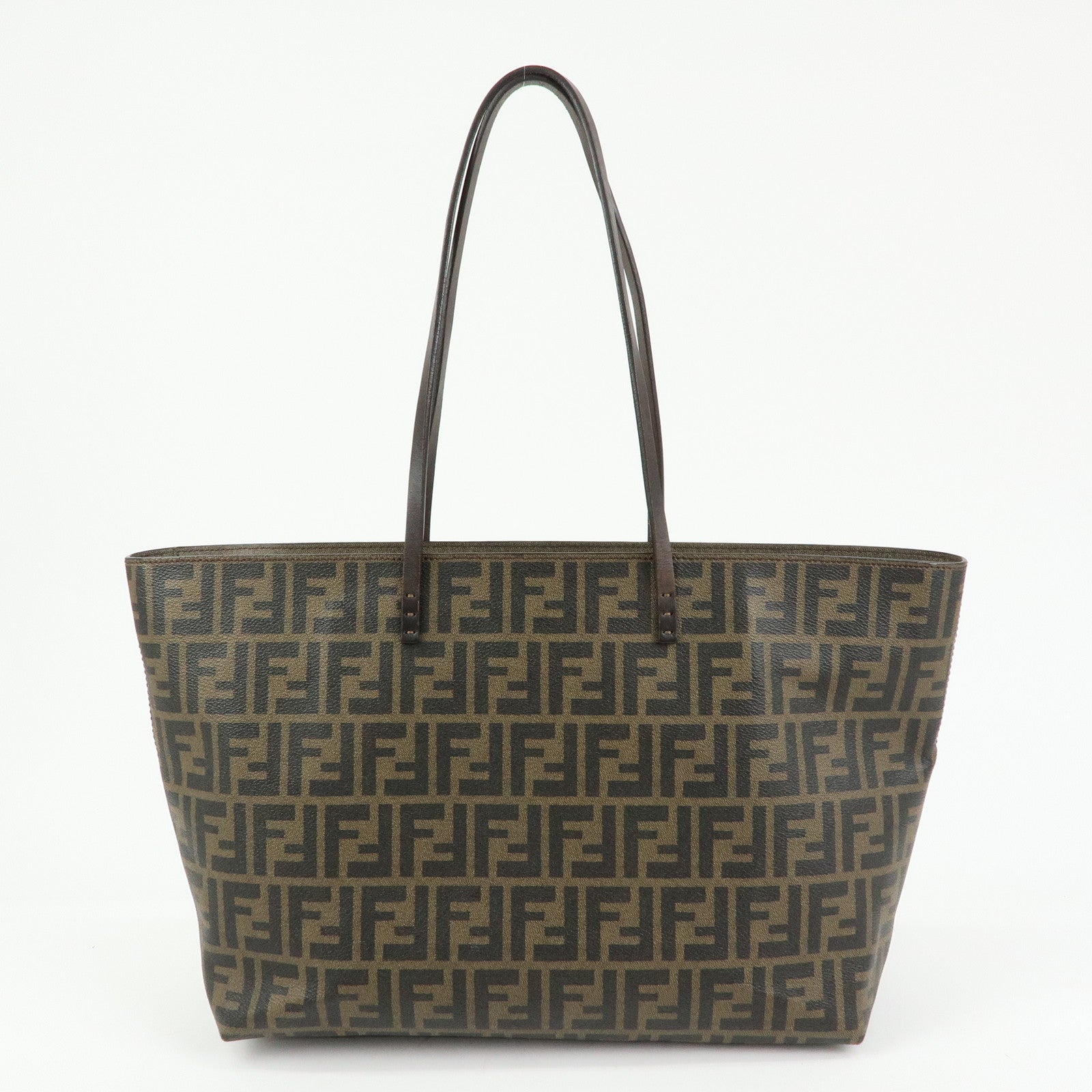 FENDI Zucca Canvas PVC Leather Tote Bag Shoulder Bag Brown 8BH185