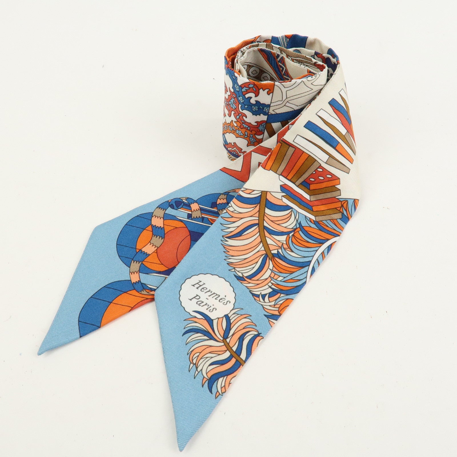HERMES Twilly Silk 100% Scarf De l'Ombrelle aux Duels Vieux
