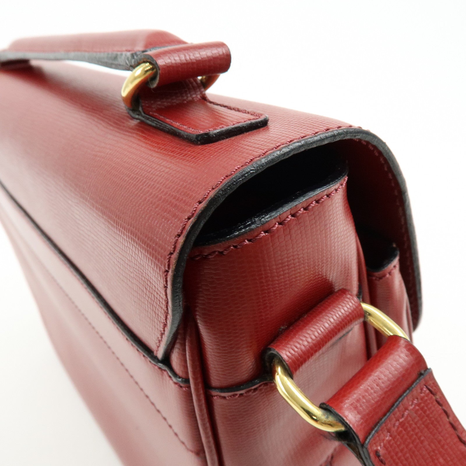 CELINE Leather 2WAY Bag Shoulder Bag Hand Bag Red